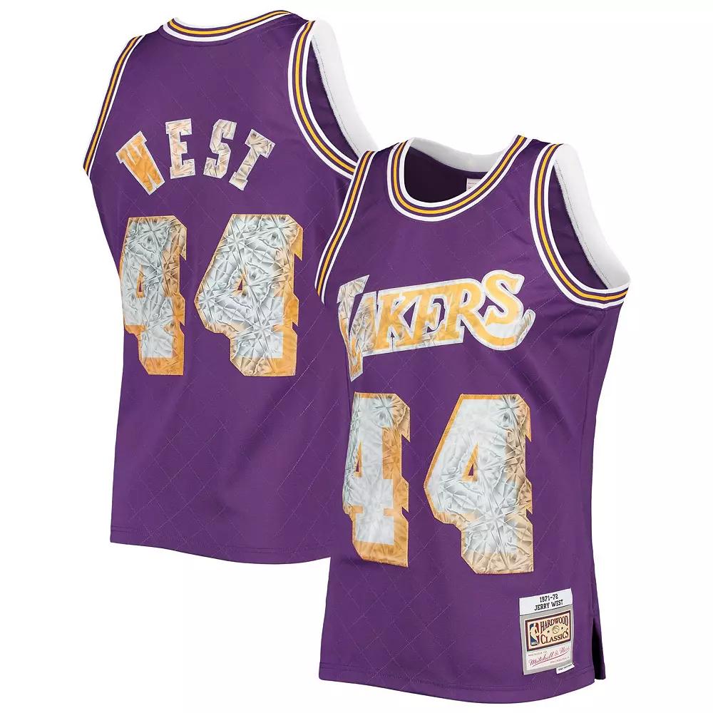 Men's Mitchell & Ness Jerry West Purple Los Angeles Lakers 1996-97 Hardwood Classics NBA 75th Anniversary Diamond Swingman Jersey, Size: Medium Product Image