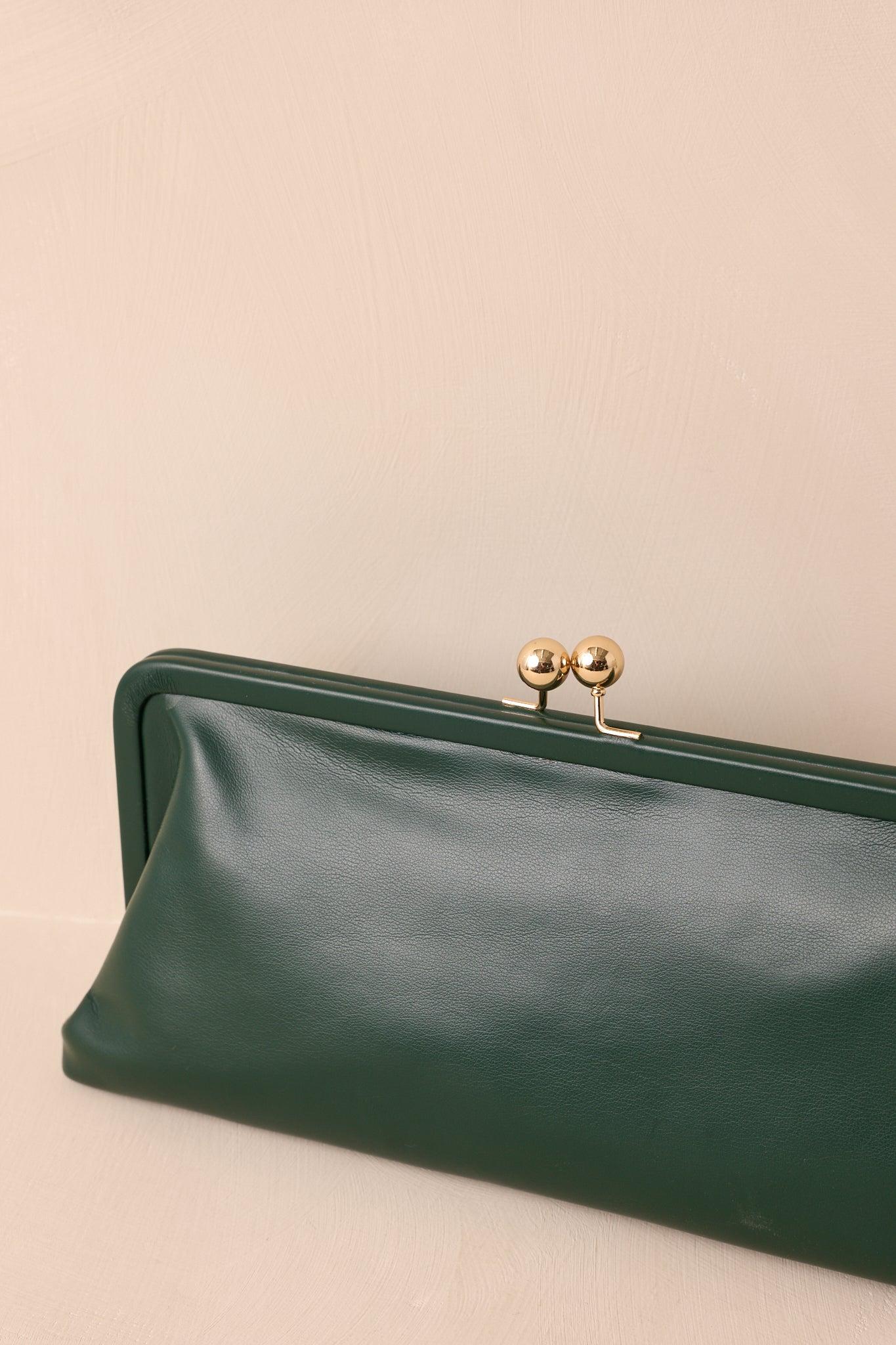 In Case You Missed It Forest Green Faux Leather Clutch Handbag Product Image