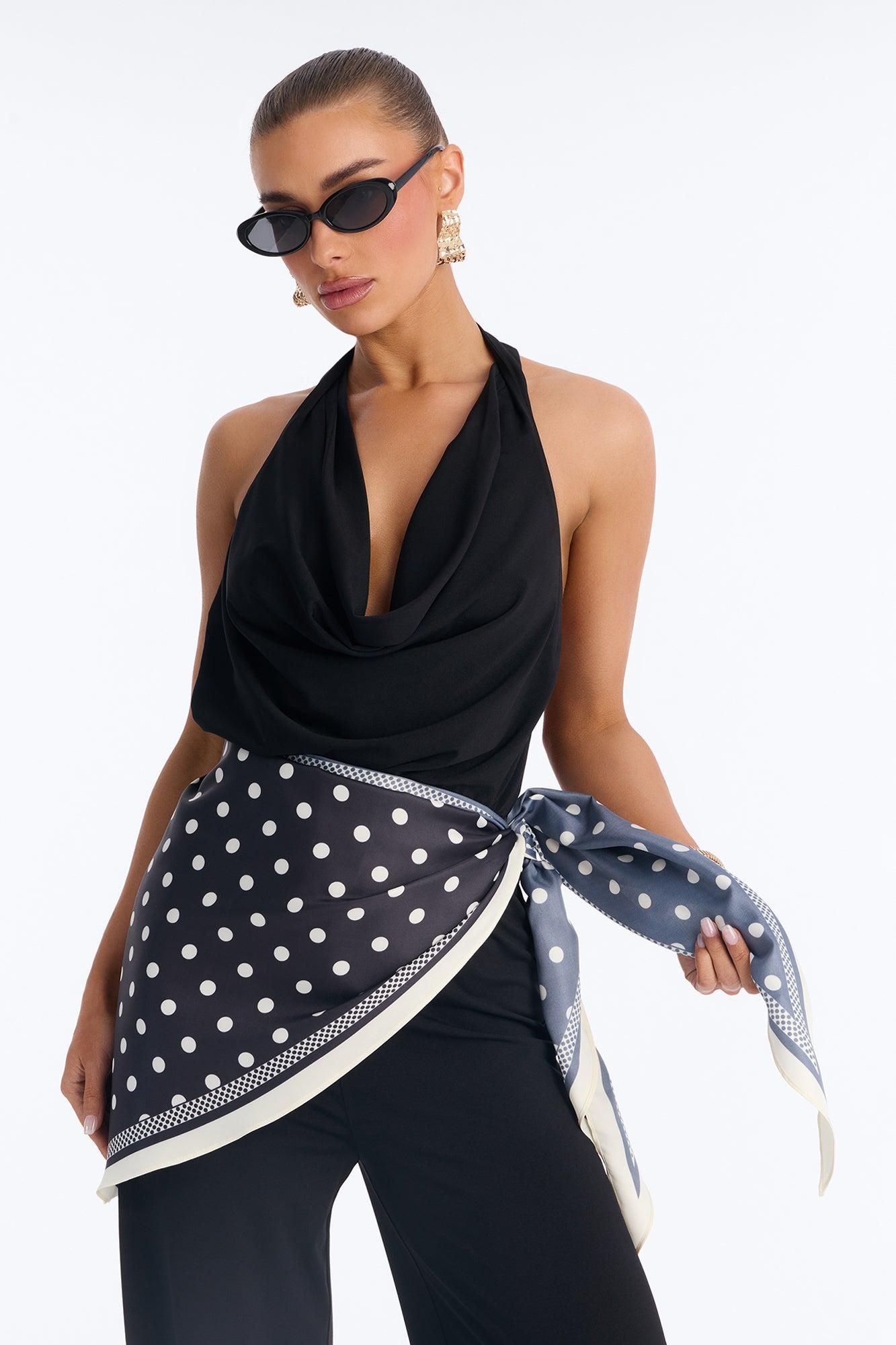 Joanne Backless Scarf Tie 2 Piece Jumpsuit Set - Black Female Product Image