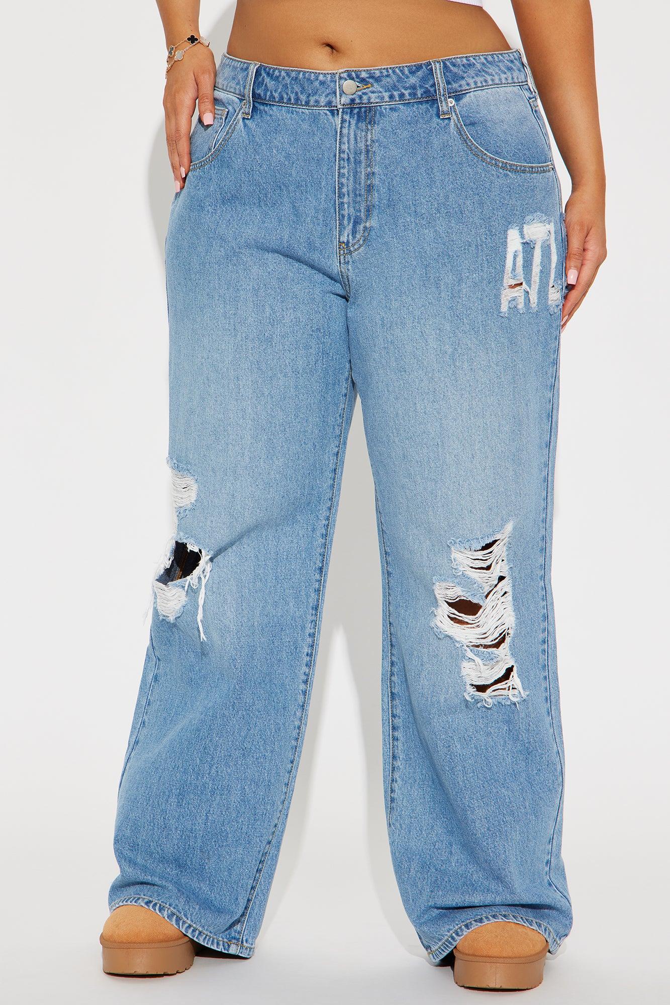 Hometown Honey Atlanta Ripped Baggy Jeans - Medium Wash Product Image
