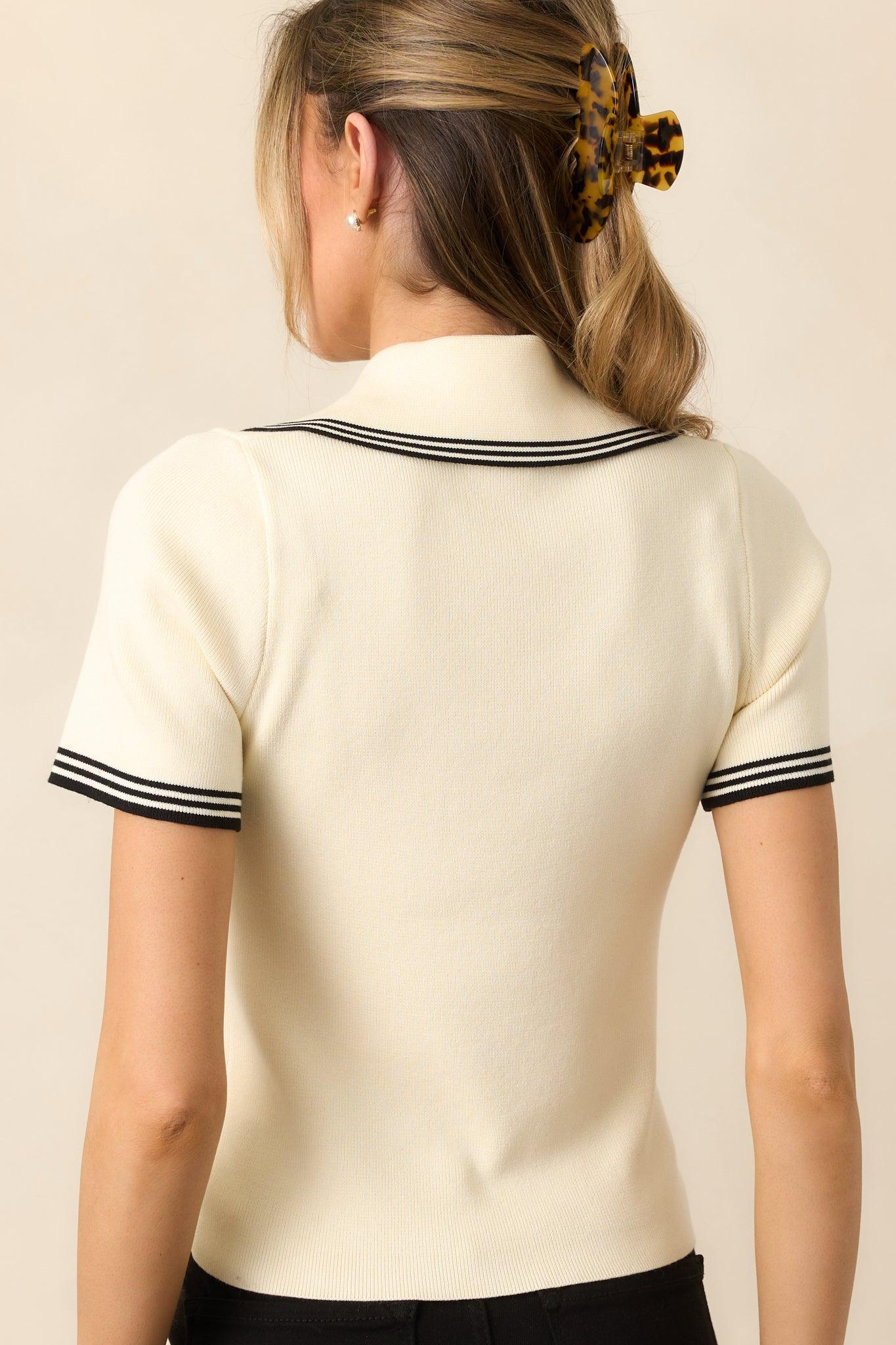 Top Of The Class Ivory Short Sleeve Polo Shirt Product Image