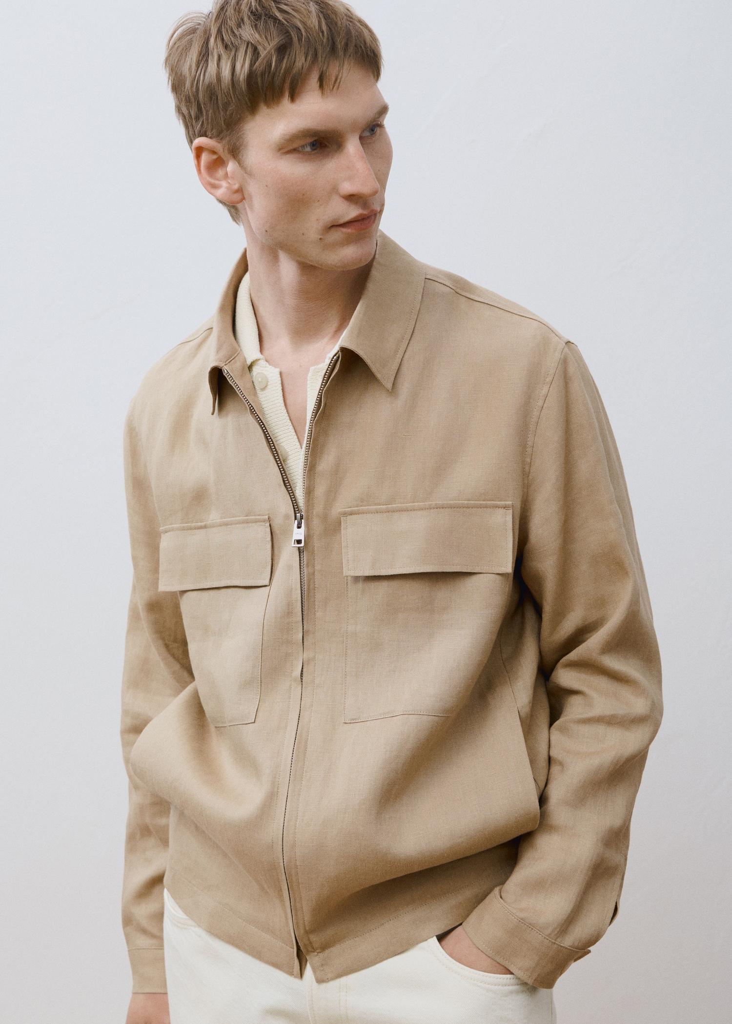 100% linen jacket with pockets - Men | MANGO USA Product Image