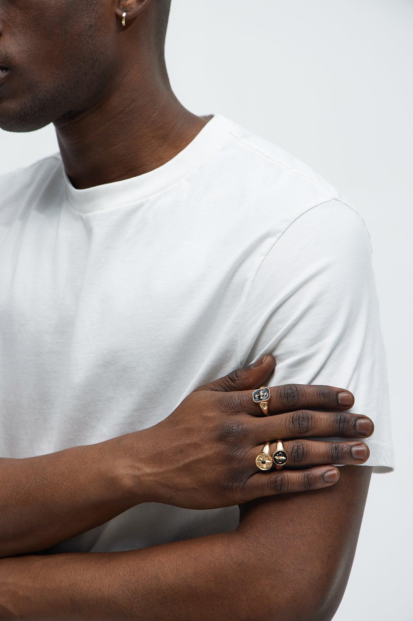 Blacked Out Stacked Rings - Gold Product Image