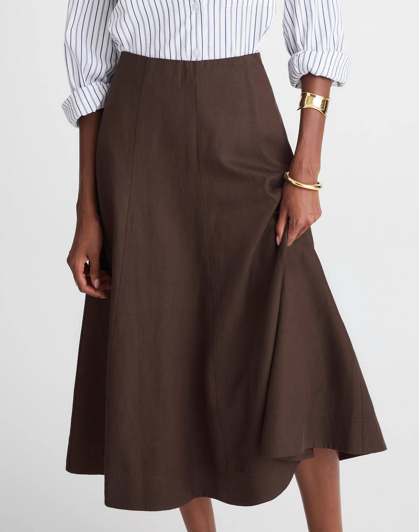 Paneled Midi Skirt in Cotton-Blend Twill Product Image