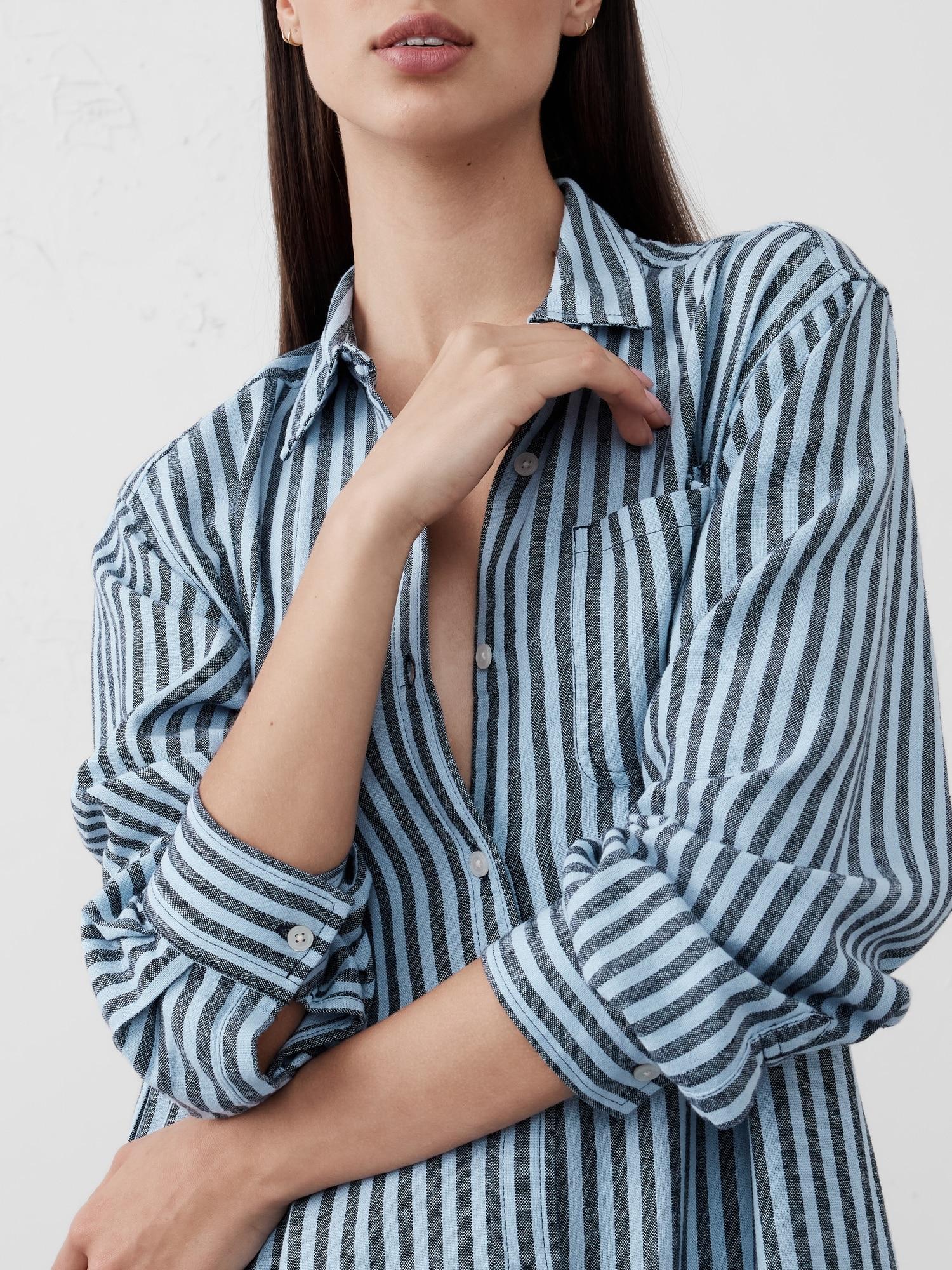 Linen-Blend Midi Shirtdress Product Image