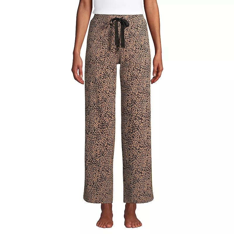 Womens Lands End Wide Leg Cropped Pajama Pants Vicuna Grey Leopard Product Image