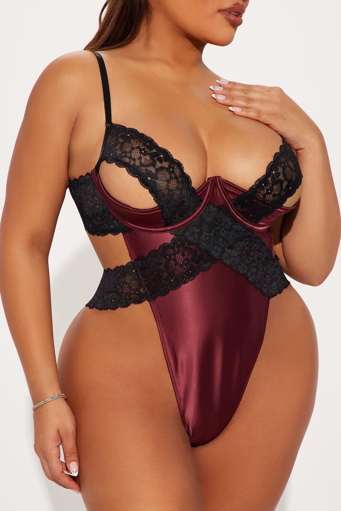 Give Me Flutters Lace Teddy - Wine Product Image