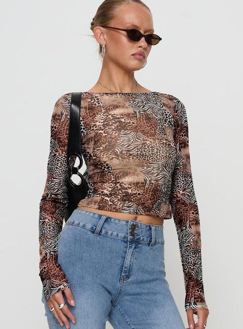 Tied In Long Sleeve Top Leopard Product Image