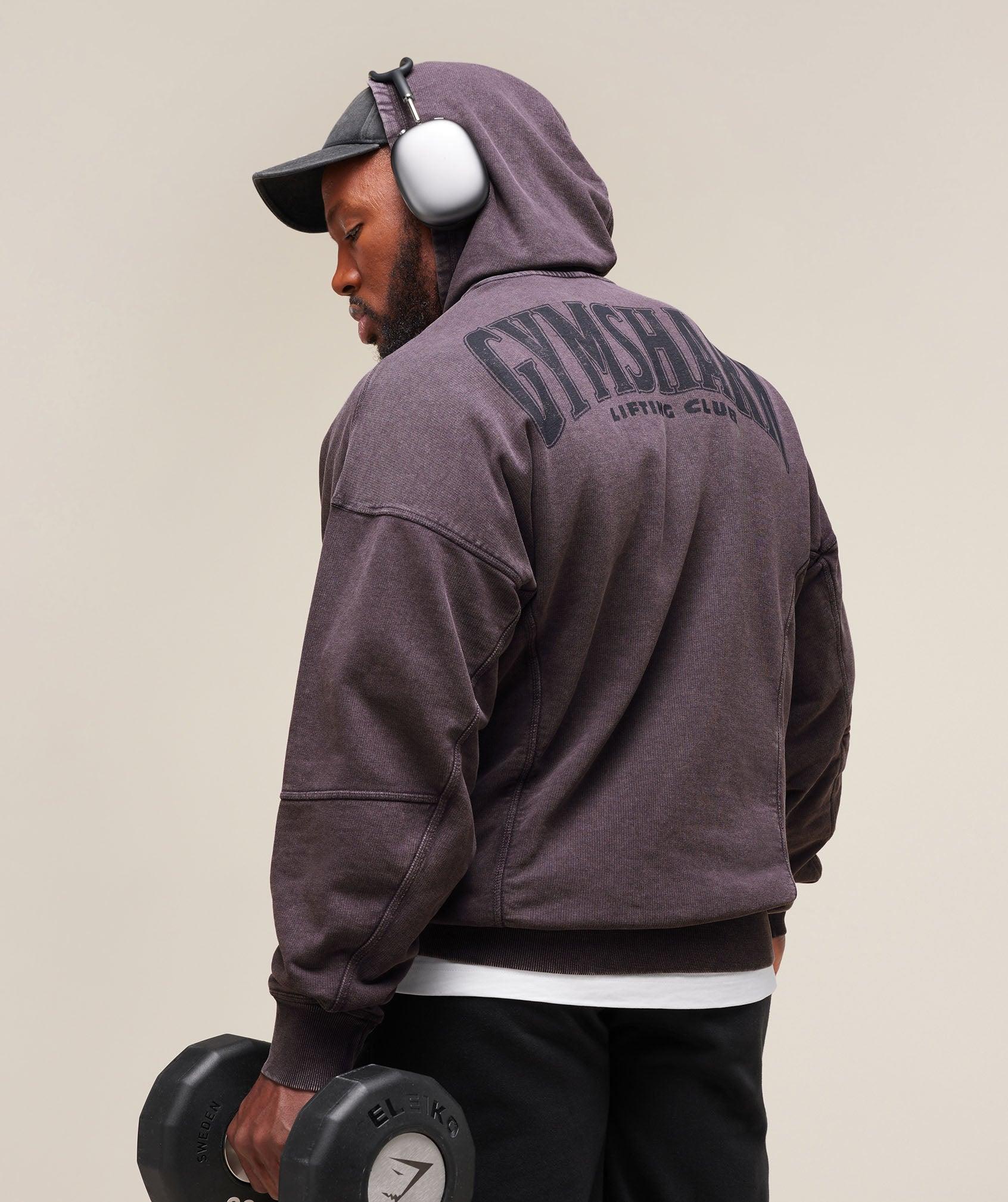Gymshark Heritage Washed Hoodie - Plum Brown Male Product Image