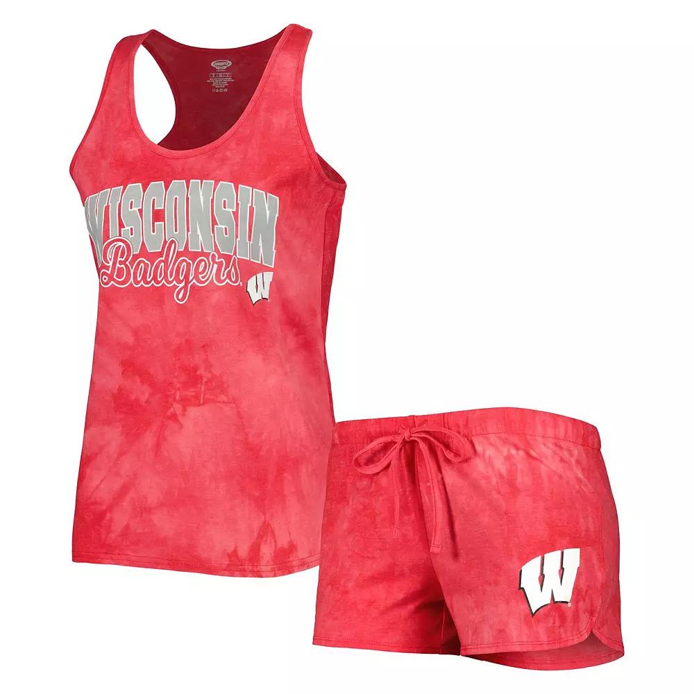 Women's Concepts Sport Red Wisconsin Badgers Billboard Tie-Dye Tank and Shorts Sleep Set,  Product Image