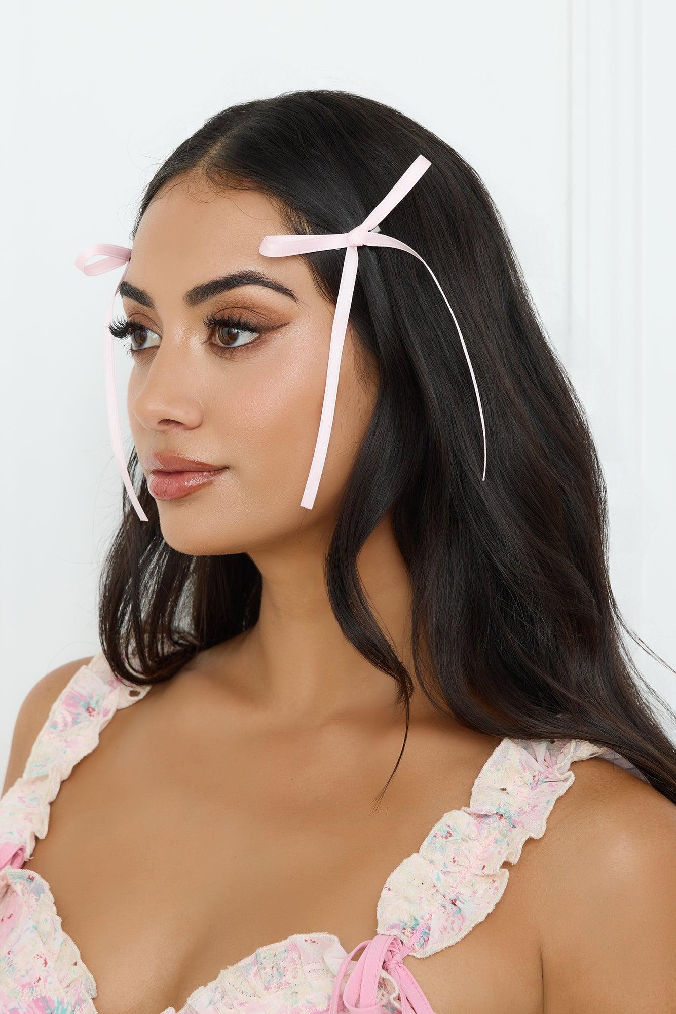 Flirty Bow Hair Clips Pink Product Image