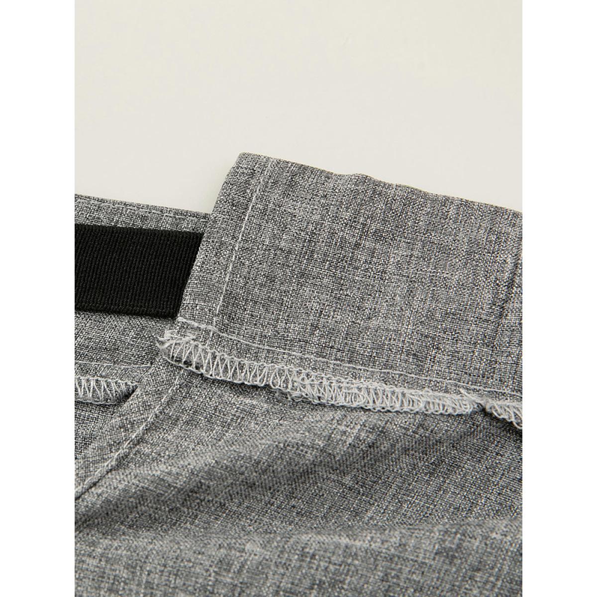 Plus Size Plain Wide Leg Elastic Waist Pocket Pants Women Gray Workwear Essentials Wide Leg High Rise Work Pants BloomChic 22-24/3X Product Image