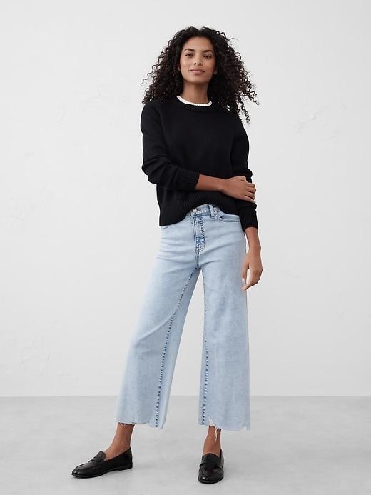 Wide-Leg High-Rise Patch Pocket Cropped Jean Product Image