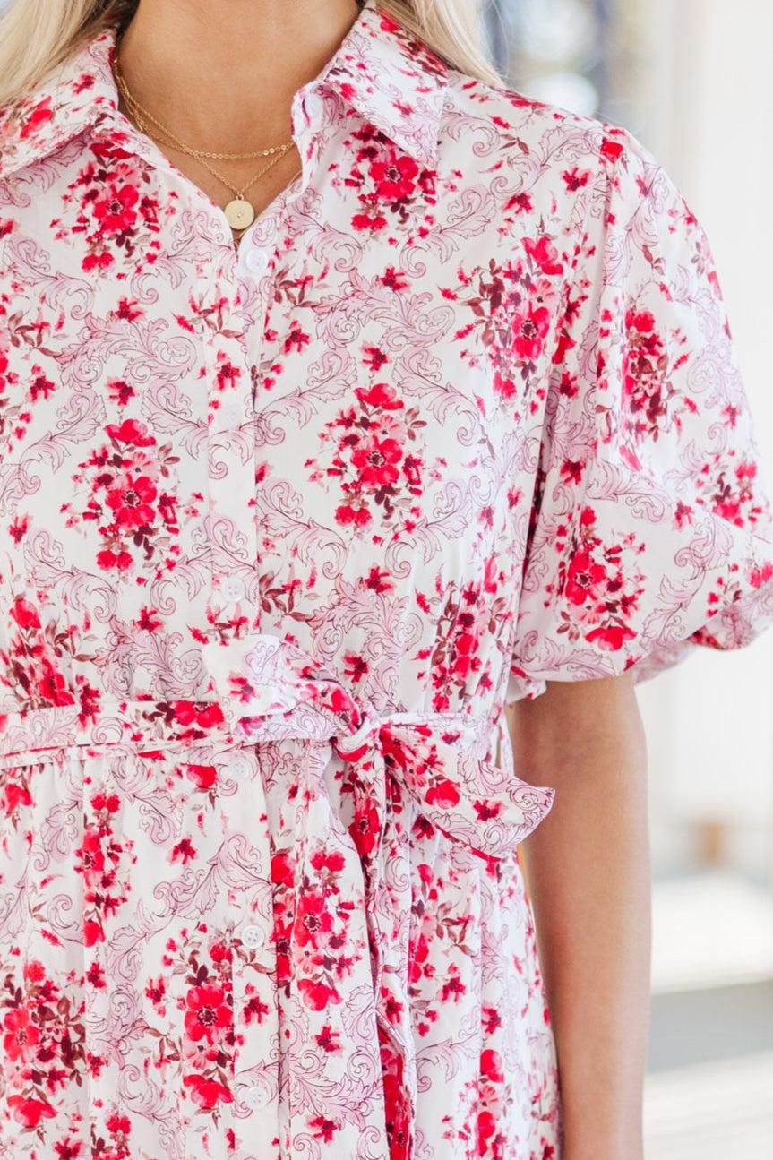 All I Need To Know Red Floral Midi Dress Female Product Image