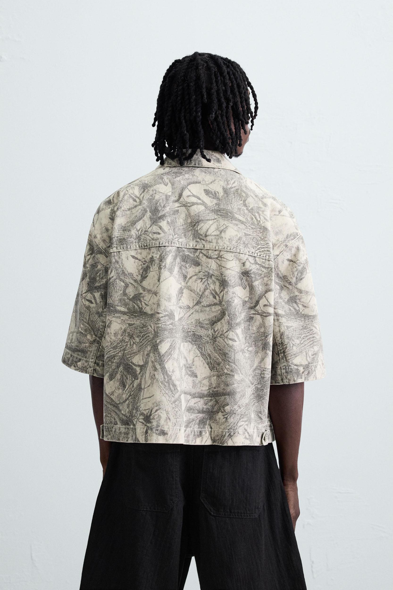 WASHED ABSTRACT PRINT OVERSHIRT Product Image