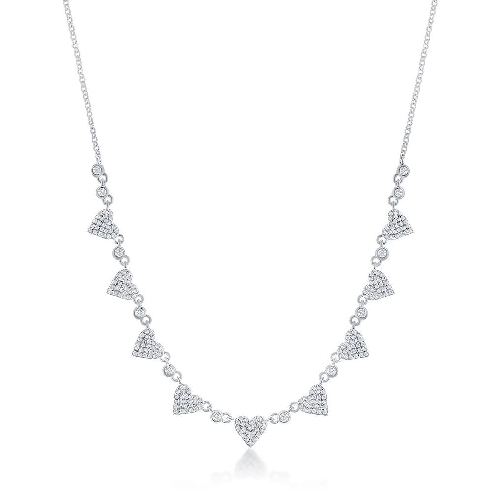 Argento Bella Sterling Silver Cubic Zirconia Heart Collar Necklace, Women's Product Image