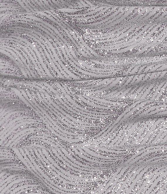 Honey and Rosie Glitter Patterned Cowl Neck Spaghetti Strap Fitted Shirred Dress Product Image