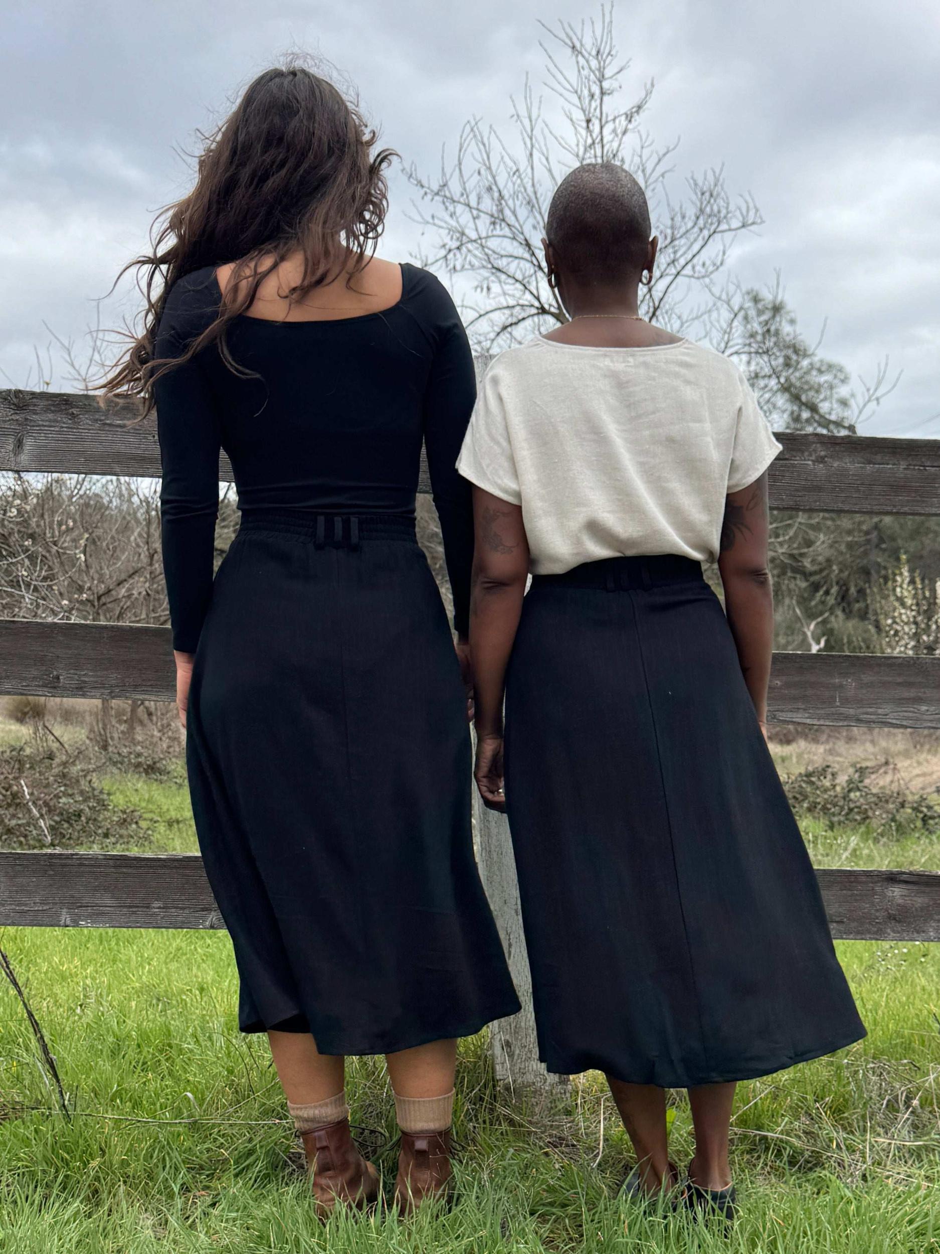 Trices Skirt in Textured Black Linen Product Image