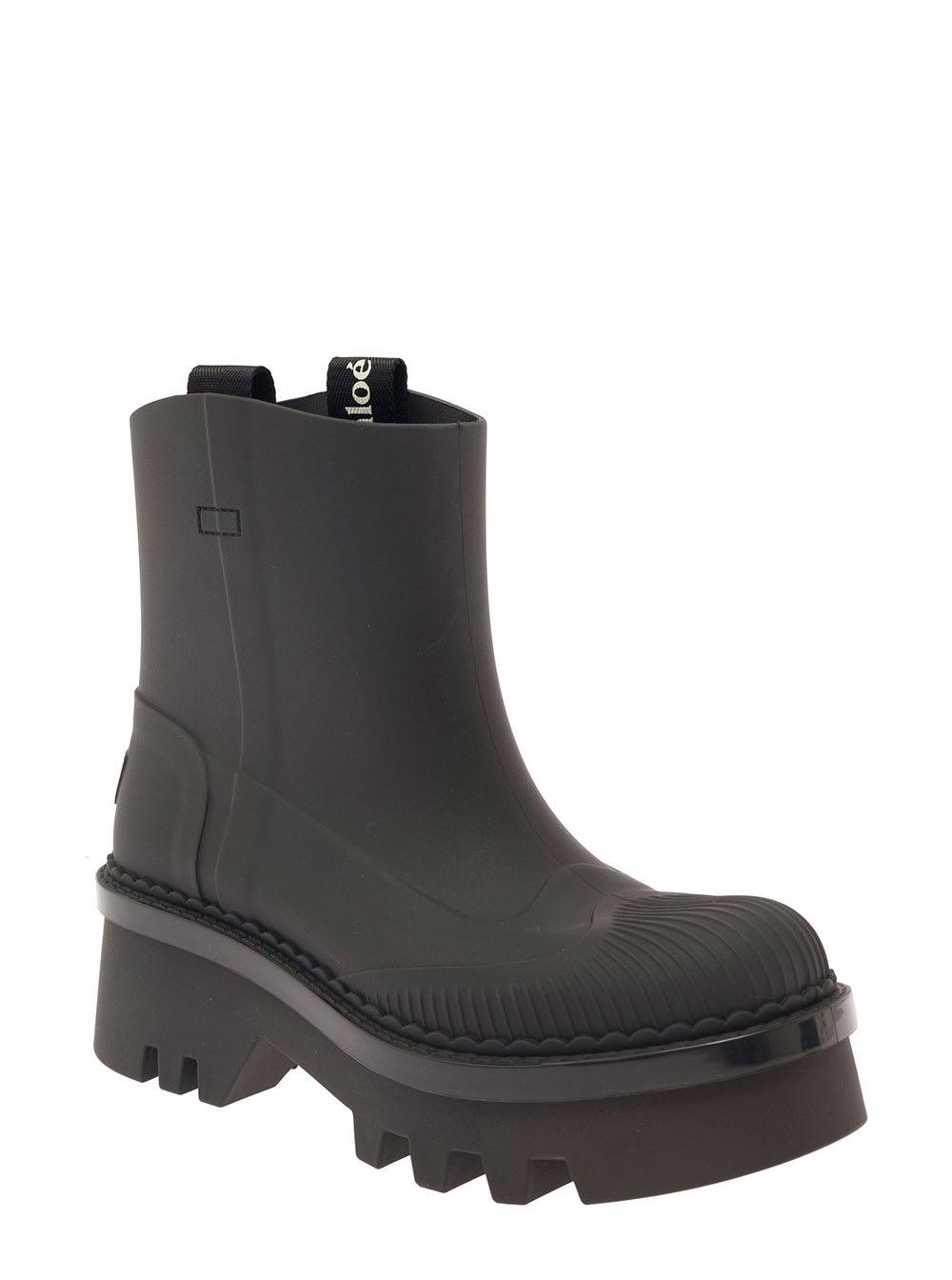 CHLOÉ Rubber Solid Color Ankle Boots With Heel 6cm In Black Product Image