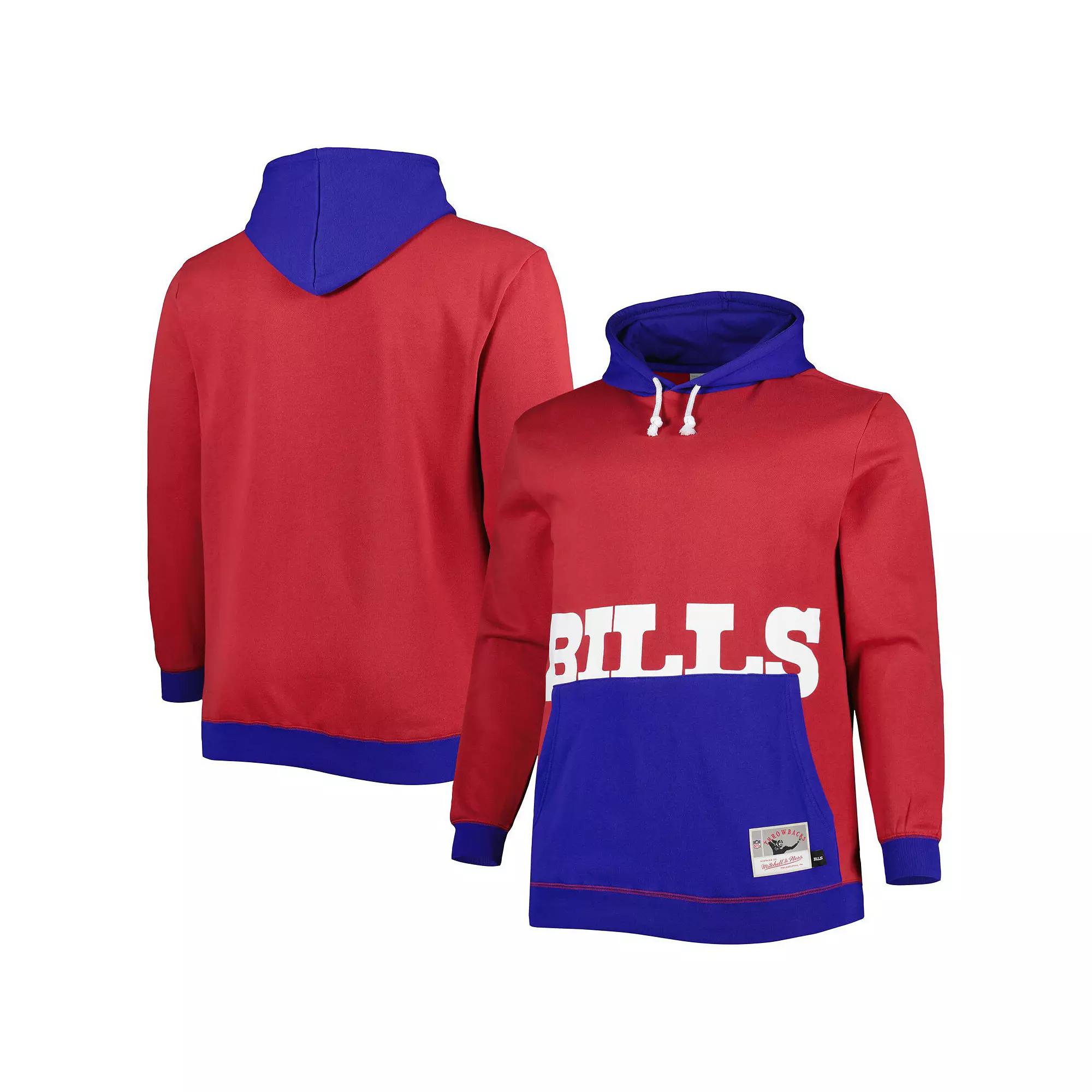 Men's Mitchell & Ness Red/Royal Buffalo Bills Big & Tall Big Face Pullover Hoodie,  Product Image