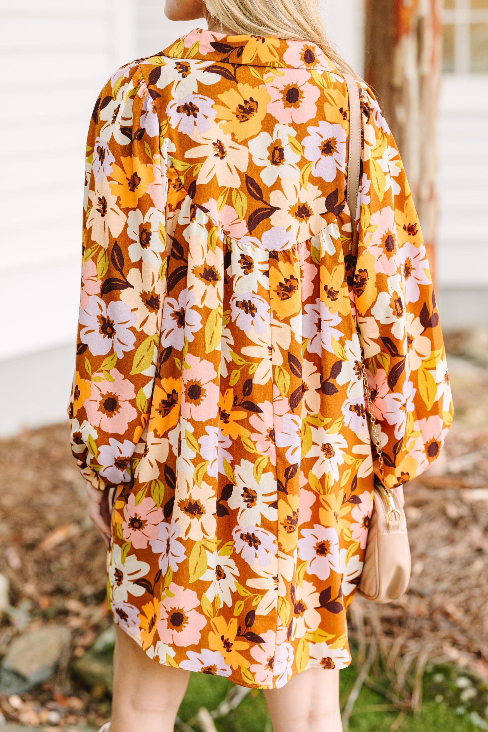 Show You Off Mocha Brown Floral Babydoll Dress Female Product Image