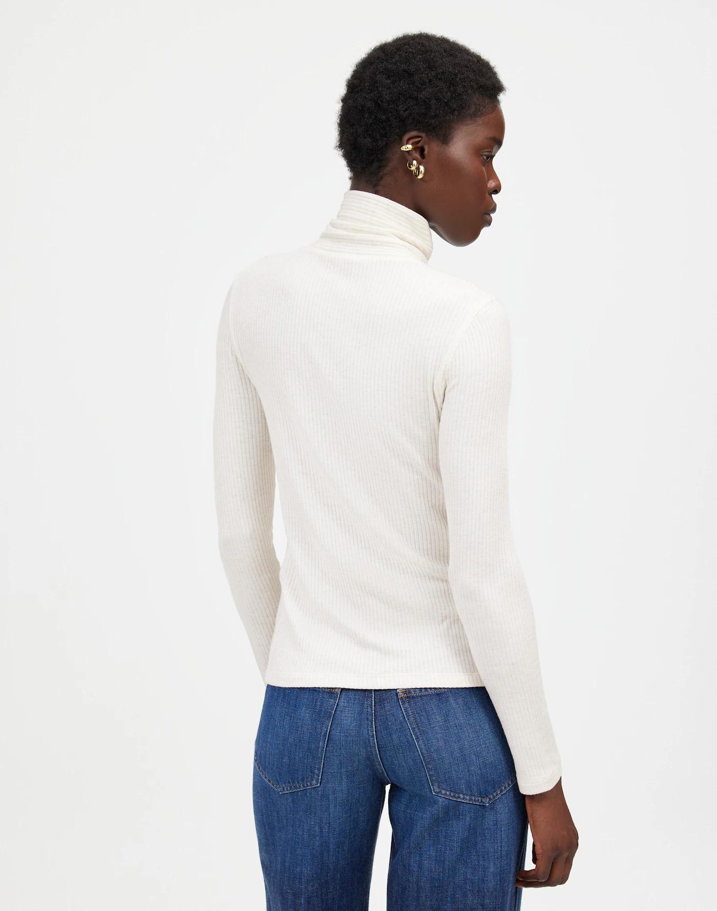 Ribbed Turtleneck Long-Sleeve Tee Product Image