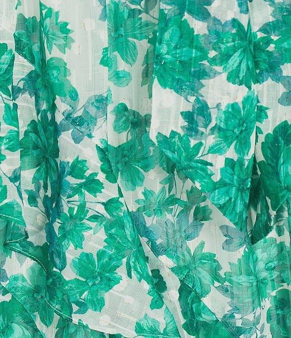 Alex Marie Nina Floral Chiffon Halter Neck Sleeveless Tiered A-Line Dress Product Image