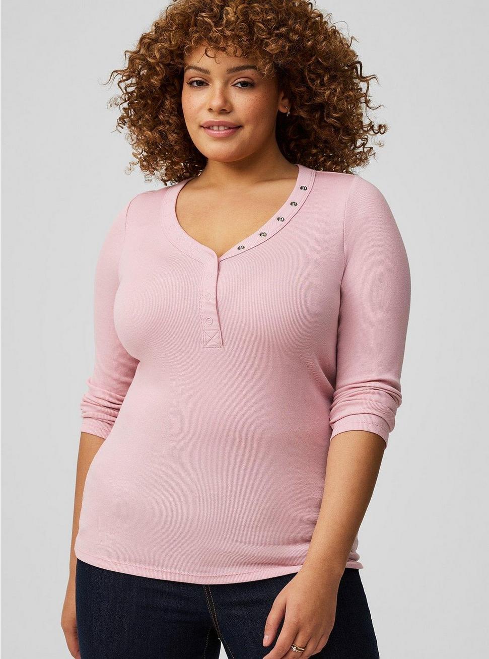 Ribbed V-Neck Long Sleeve Top Product Image
