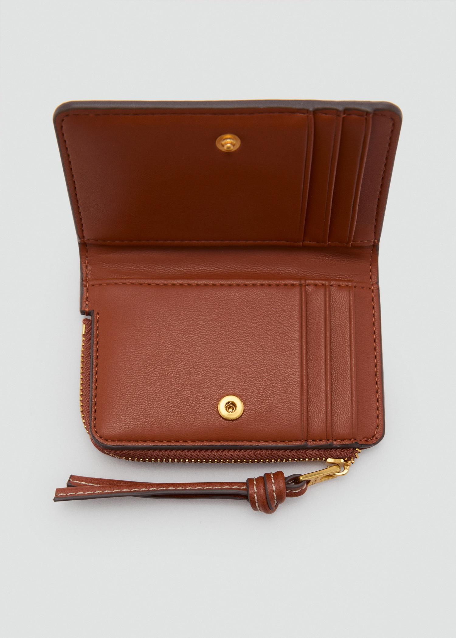 Raffia-effect wallet with flap - Women | MANGO USA Product Image