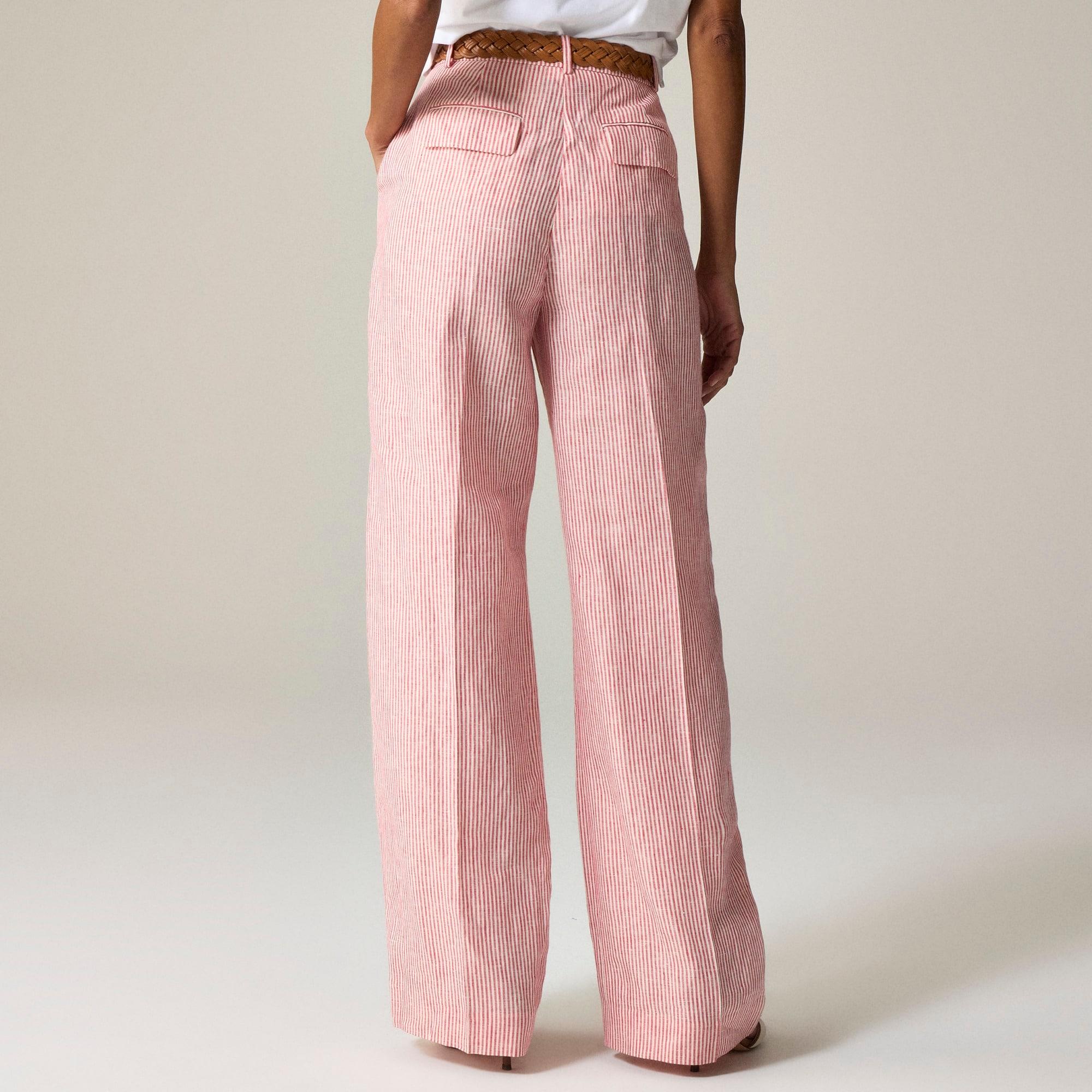 Wide-leg Essential pant in striped linen Product Image