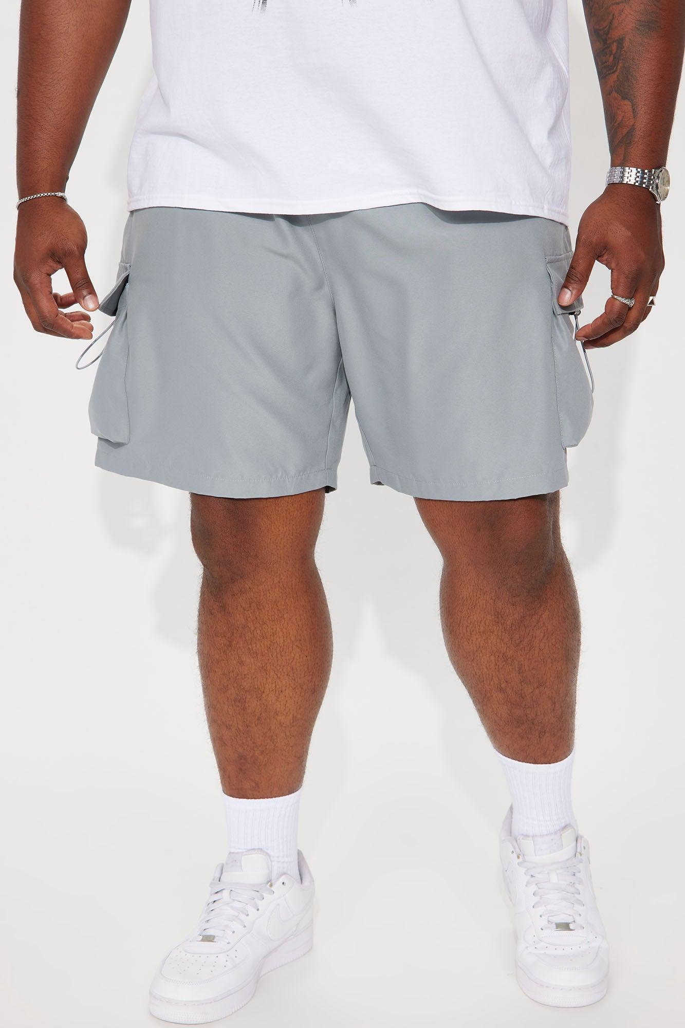 Keep It Coming Cargo Nylon Shorts - Grey Product Image