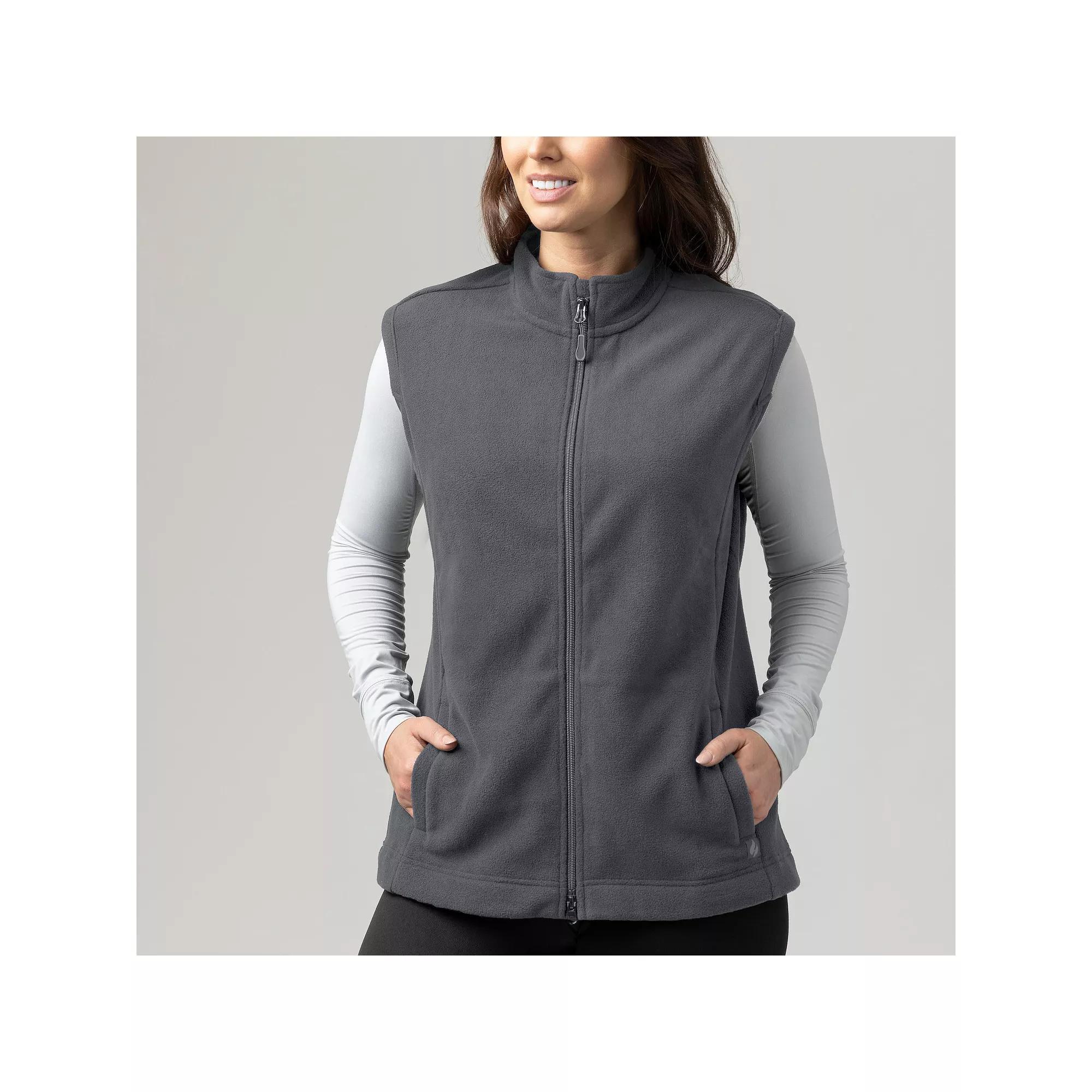 Women's Heat Holders Vera Original Super Brushed Fleece Double Zipper Vest, Size: Small, Iron Gray Product Image