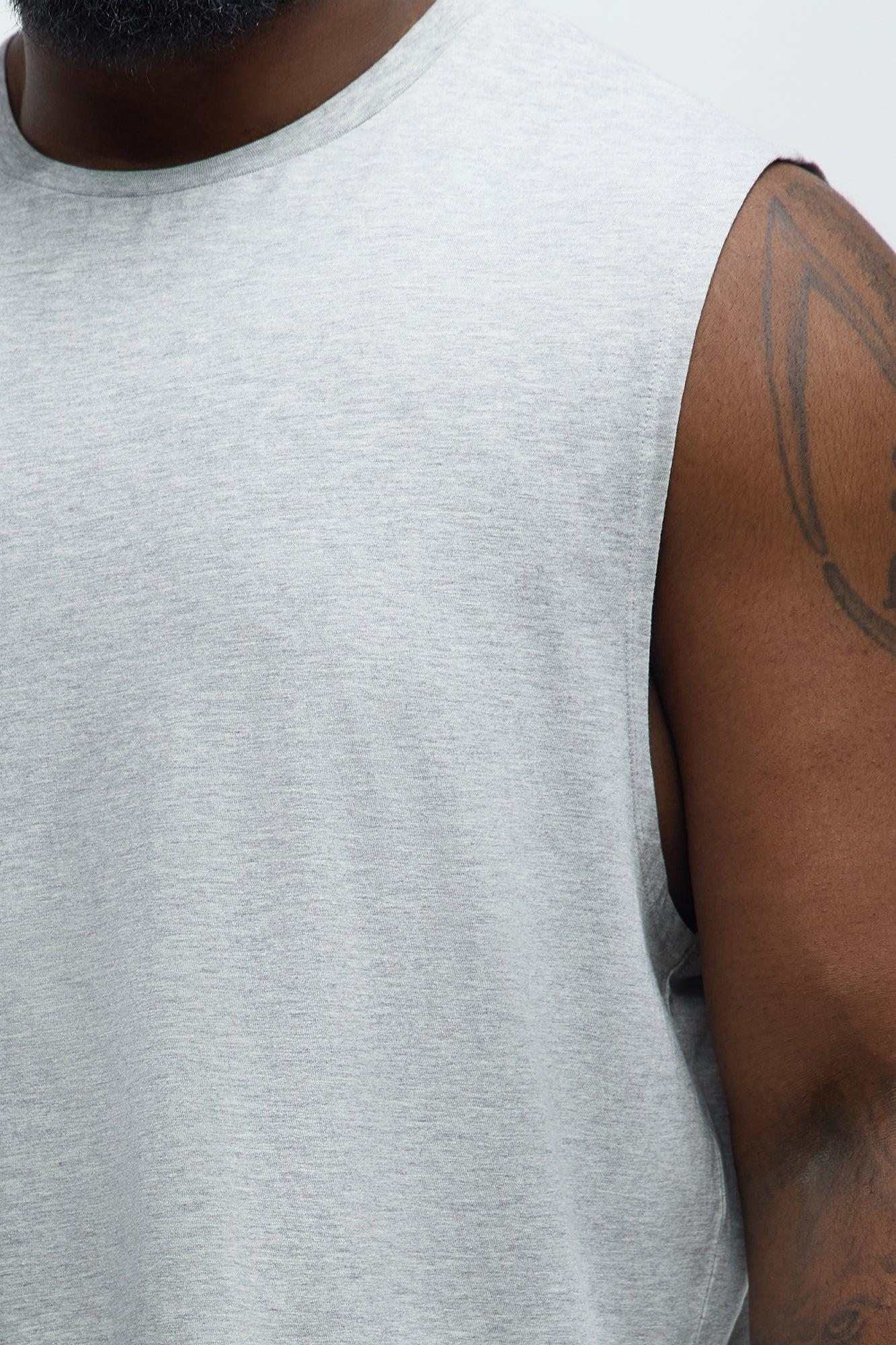 Essential Cotton Lounge Sleeveless Muscle Tee - Heather Grey Product Image