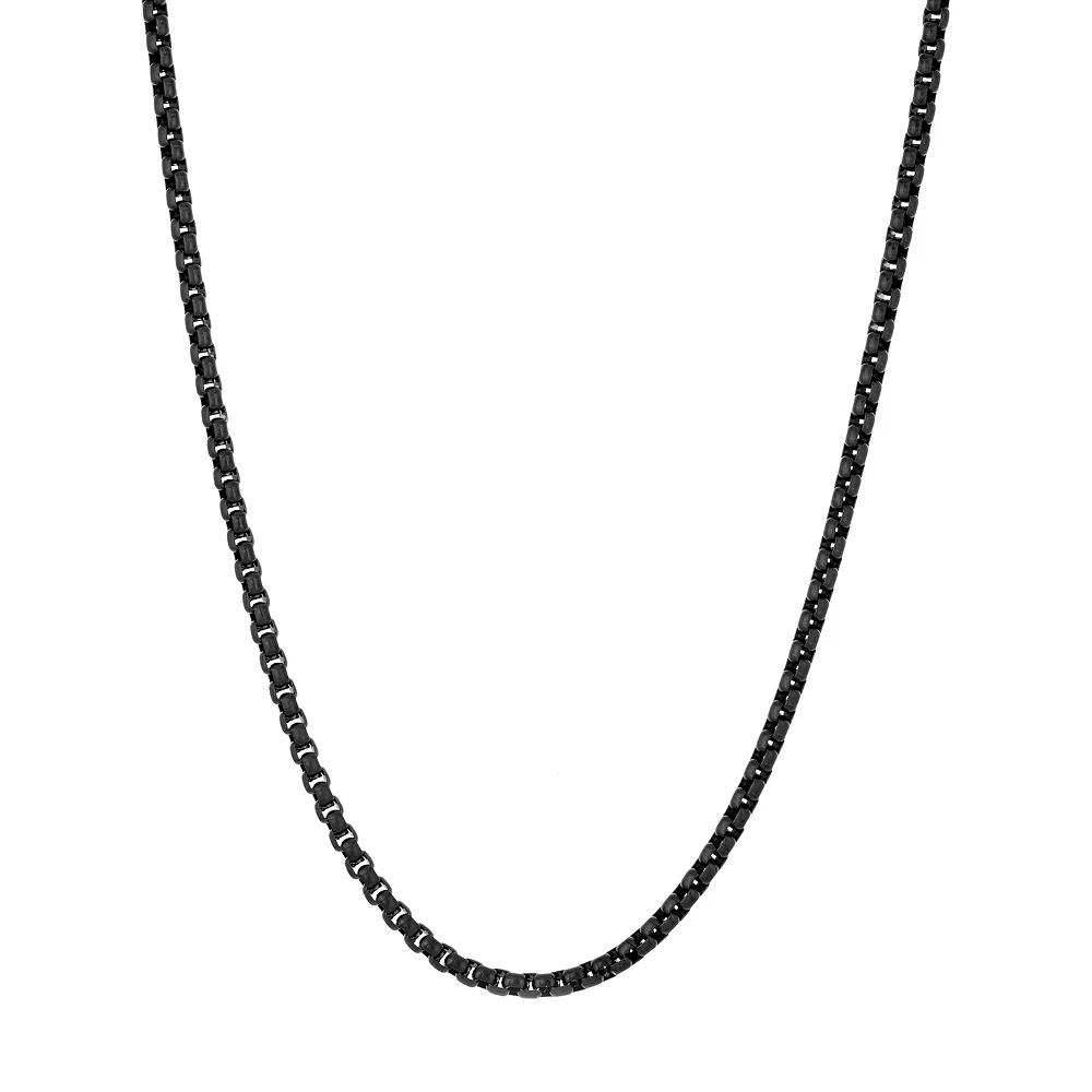 Men's LYNX Stainless Steel 4mm Round Box Chain Necklace,  Product Image
