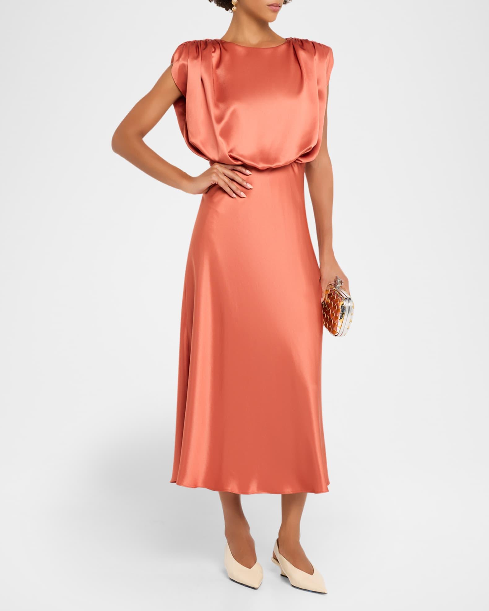 Flora Sleeveless Silky Satin Blouson Dress  Product Image