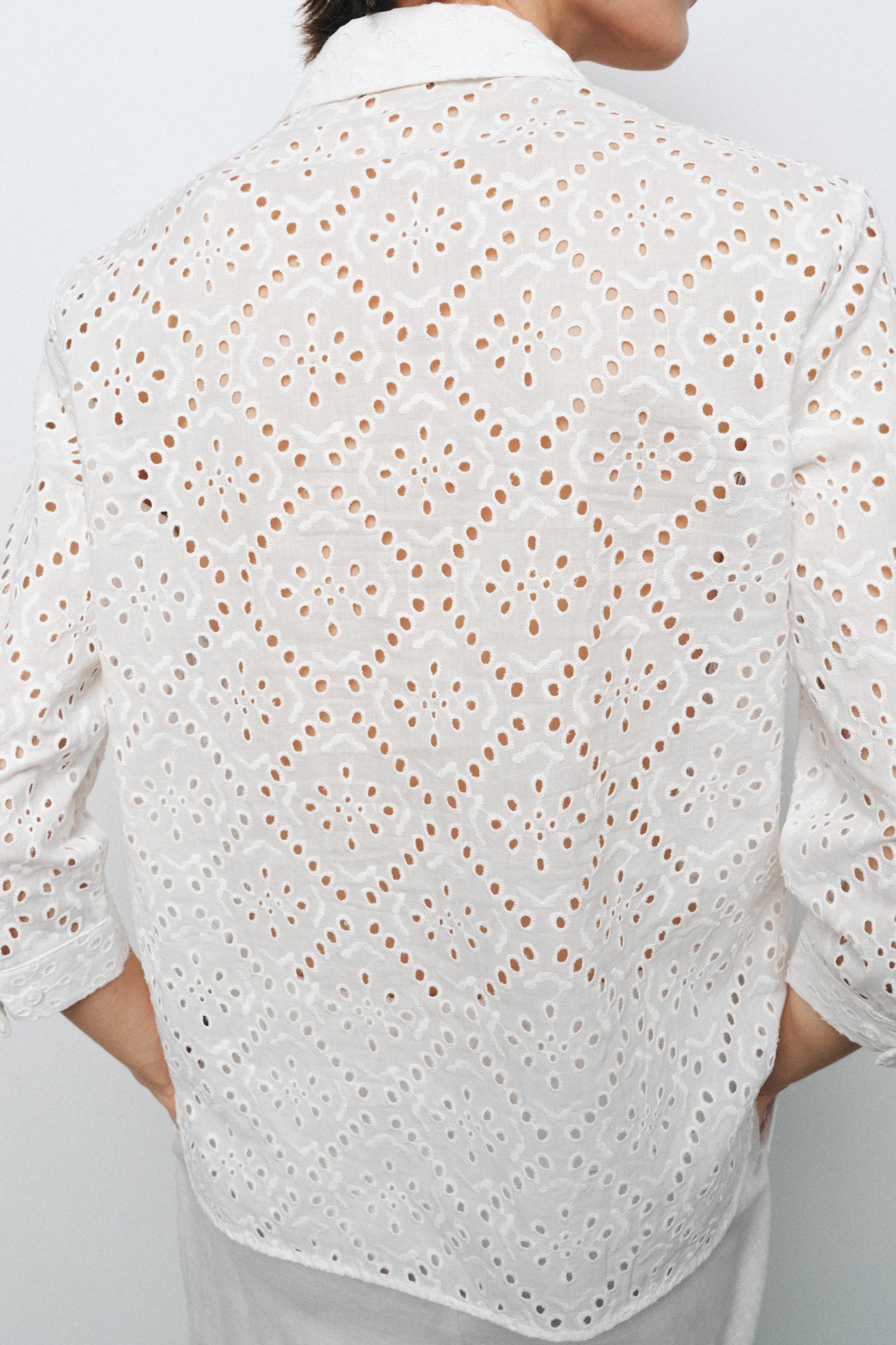EMBROIDERED EYELET SHIRT ZW COLLECTION Product Image