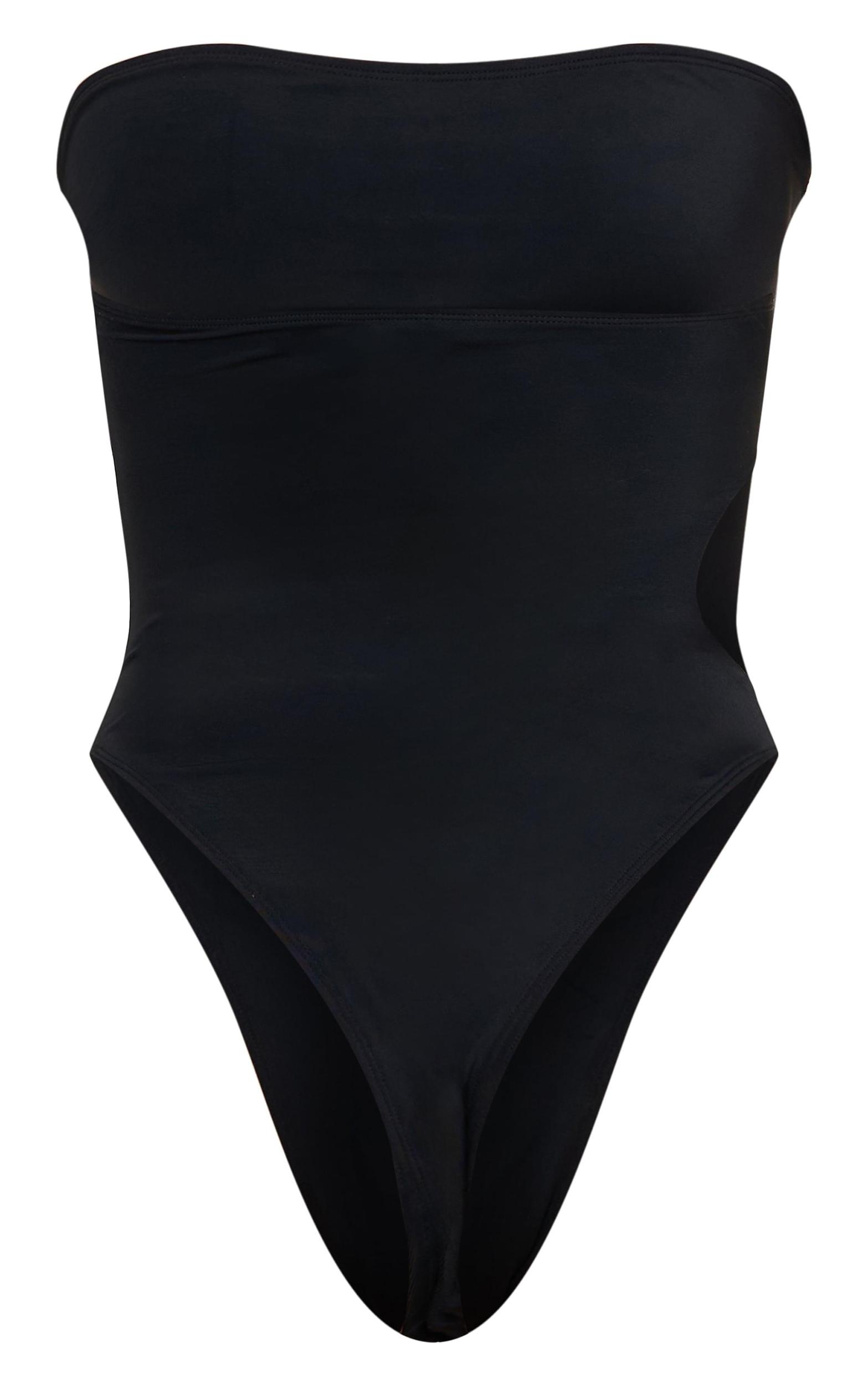 Black Bandeau Cut Out High Leg Swimsuit Product Image