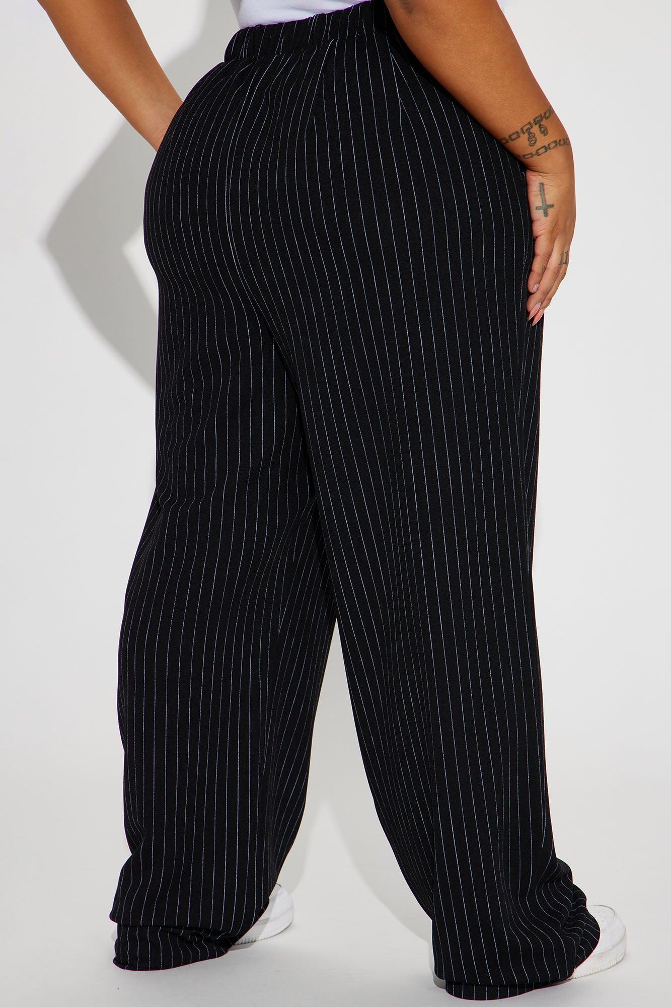 Work It Pinstripe Trouser Pant - Black Product Image