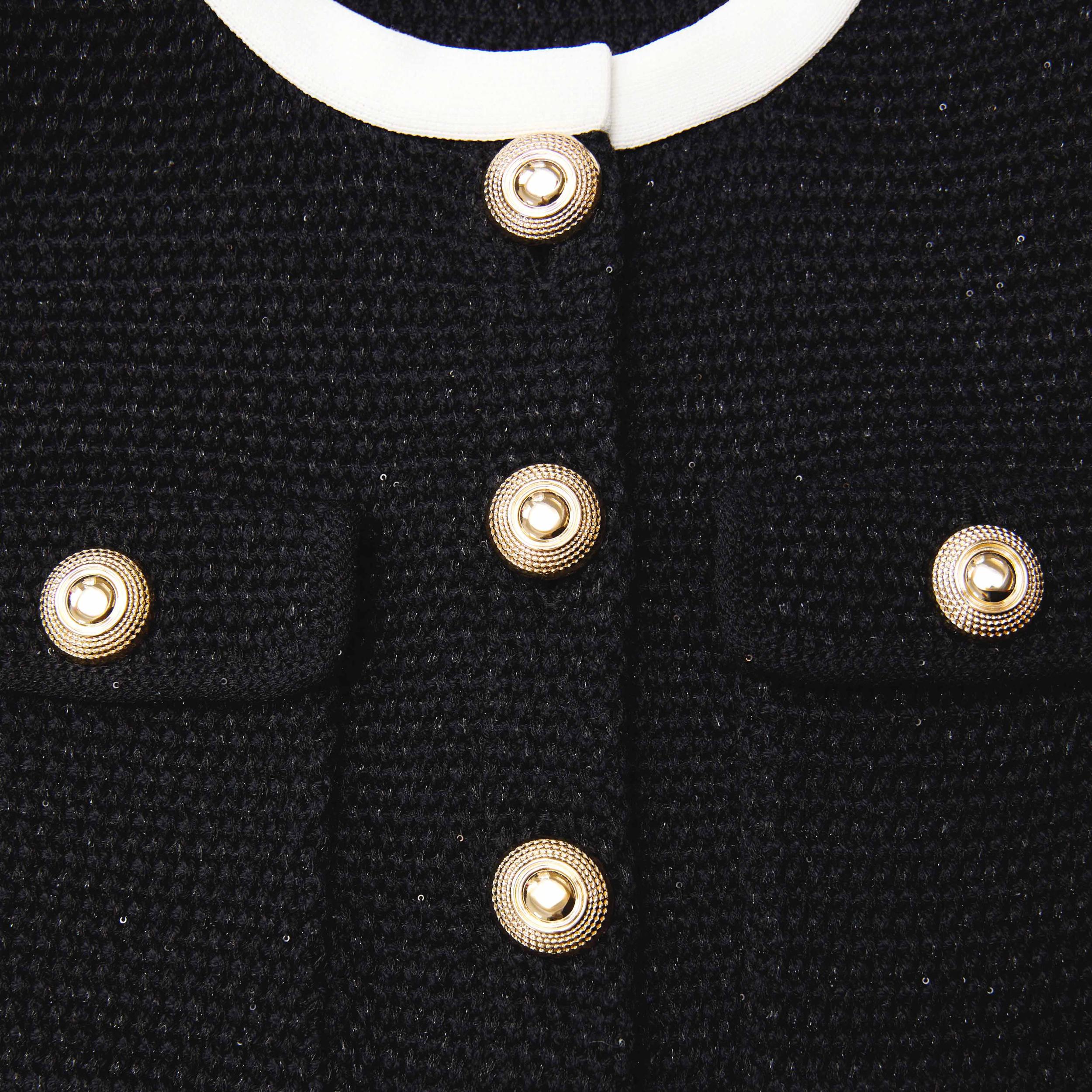 Black Knit Contrast Collar Mini Dress Product Image