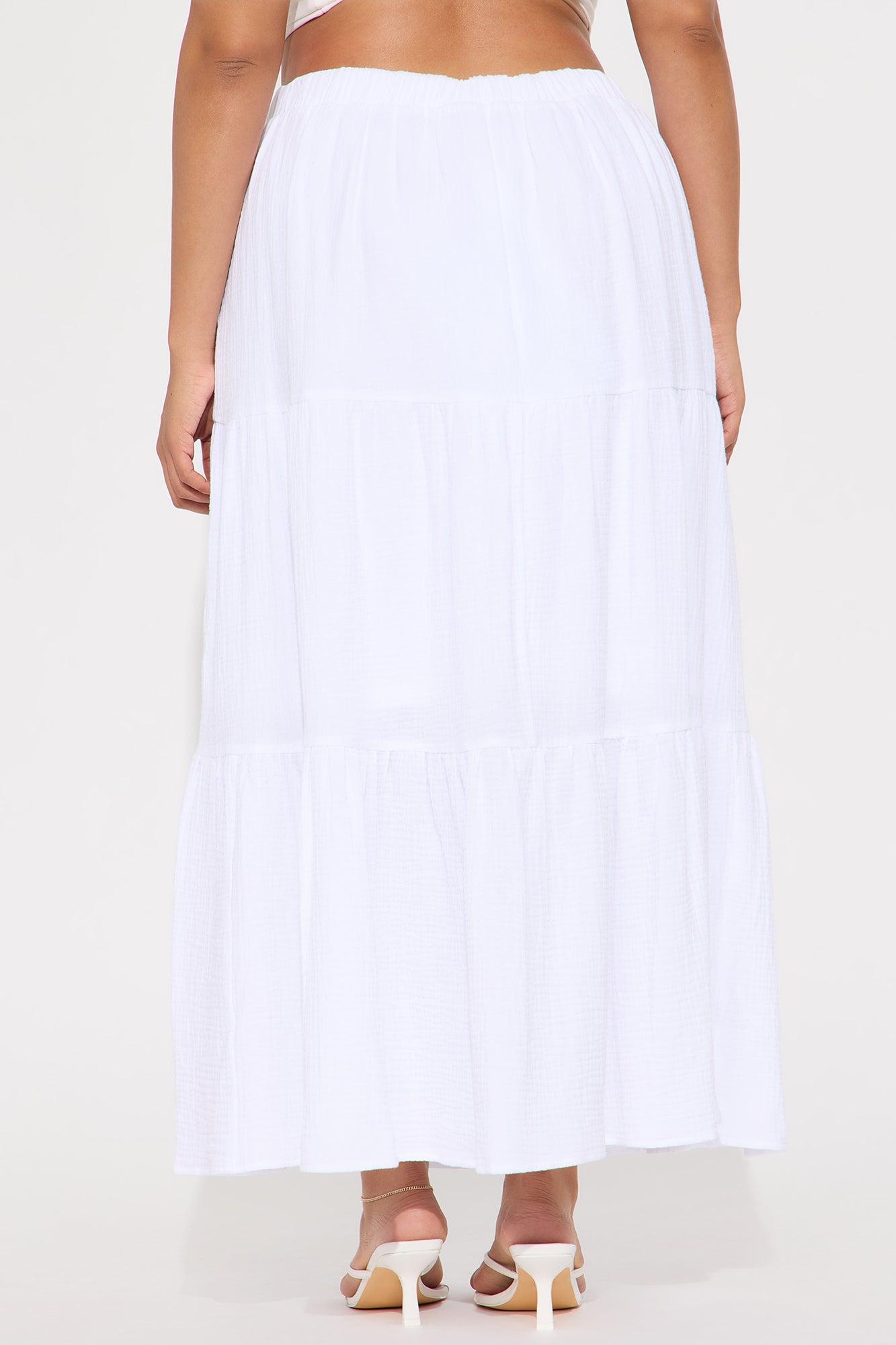 Emily Tiered Gauze Maxi Skirt - White Product Image