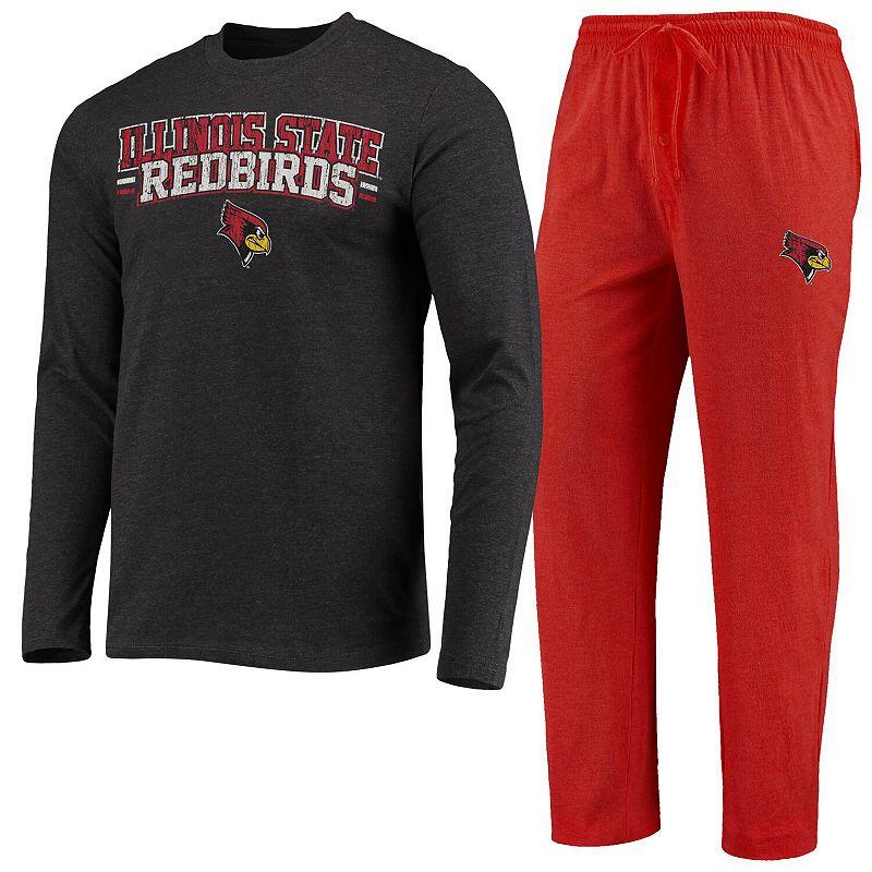 Men's Concepts Sport Red/Heathered Charcoal Illinois State Redbirds Meter Long Sleeve T-Shirt & Pants Sleep Set,  Product Image