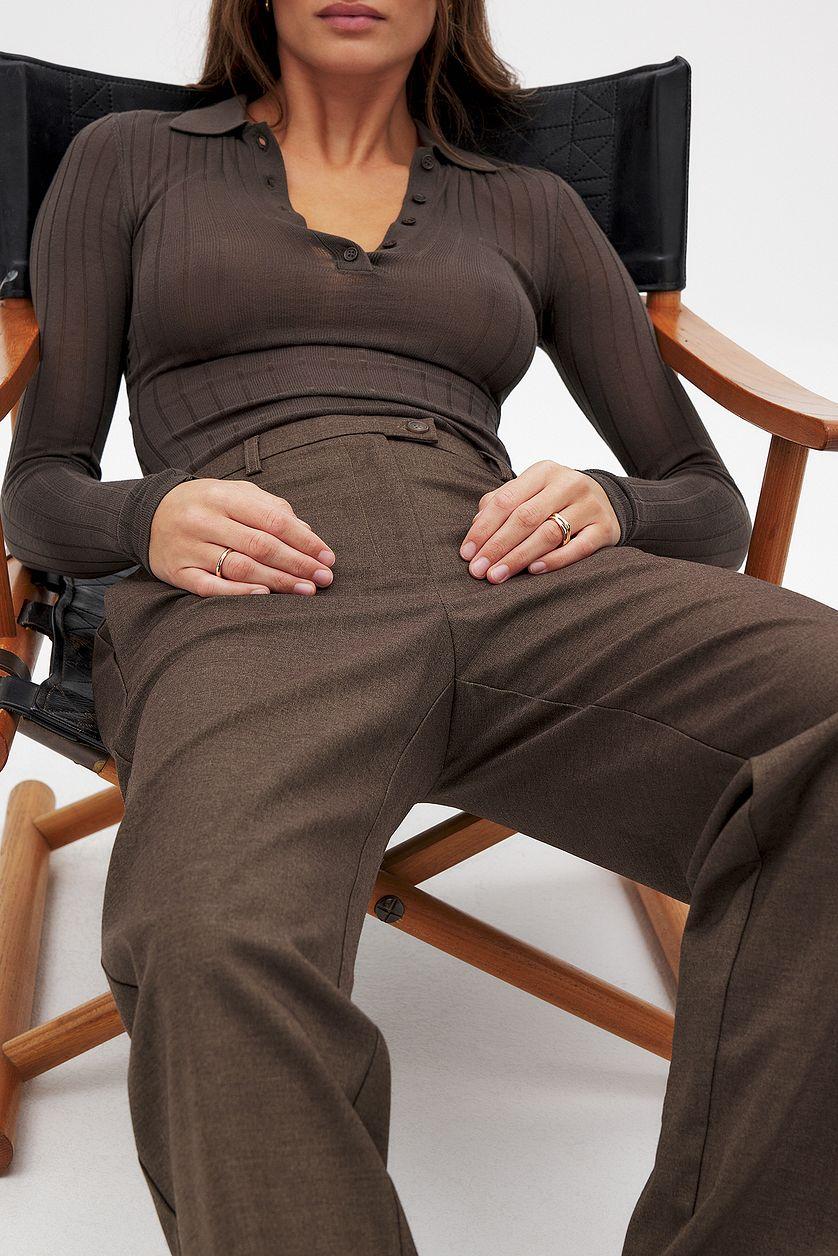 Tailored Mid Waist Trousers Grey Product Image