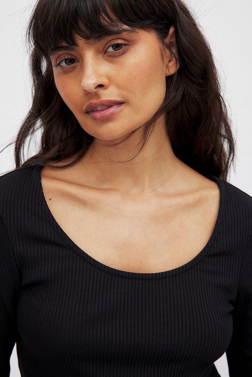 Scoop Neck Ribbed Top Product Image