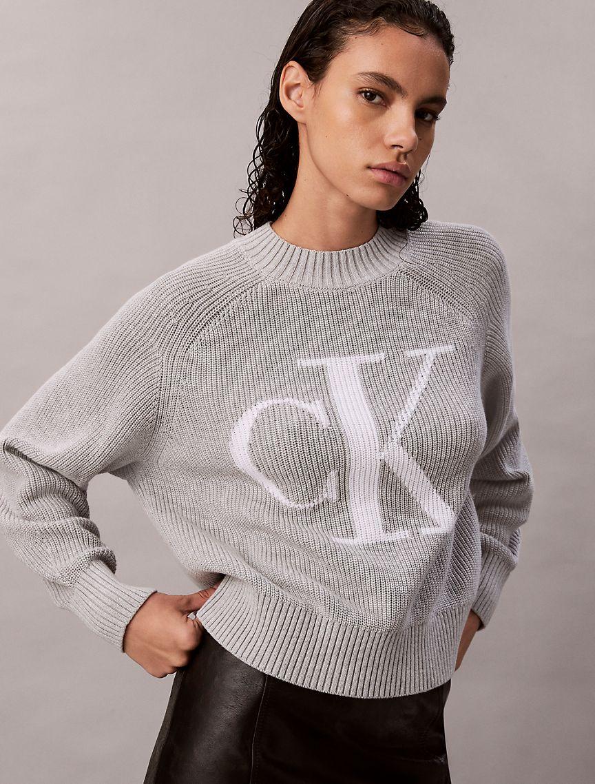 Smooth Cotton Monogram Rib Classic Sweater Product Image