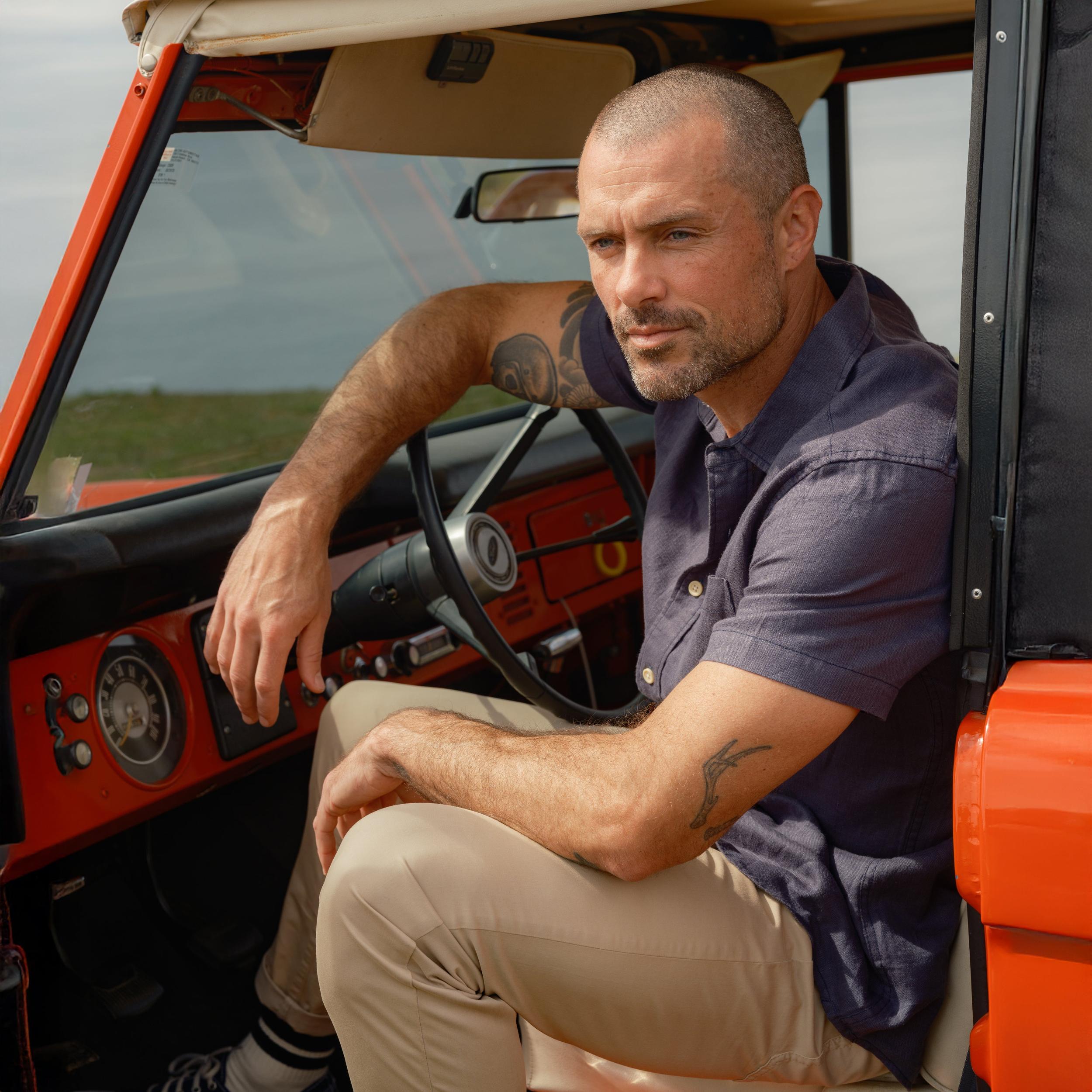 Amalfi Textured Hemp Linen Cotton Short Sleeve Shirt - Blue Steel Product Image