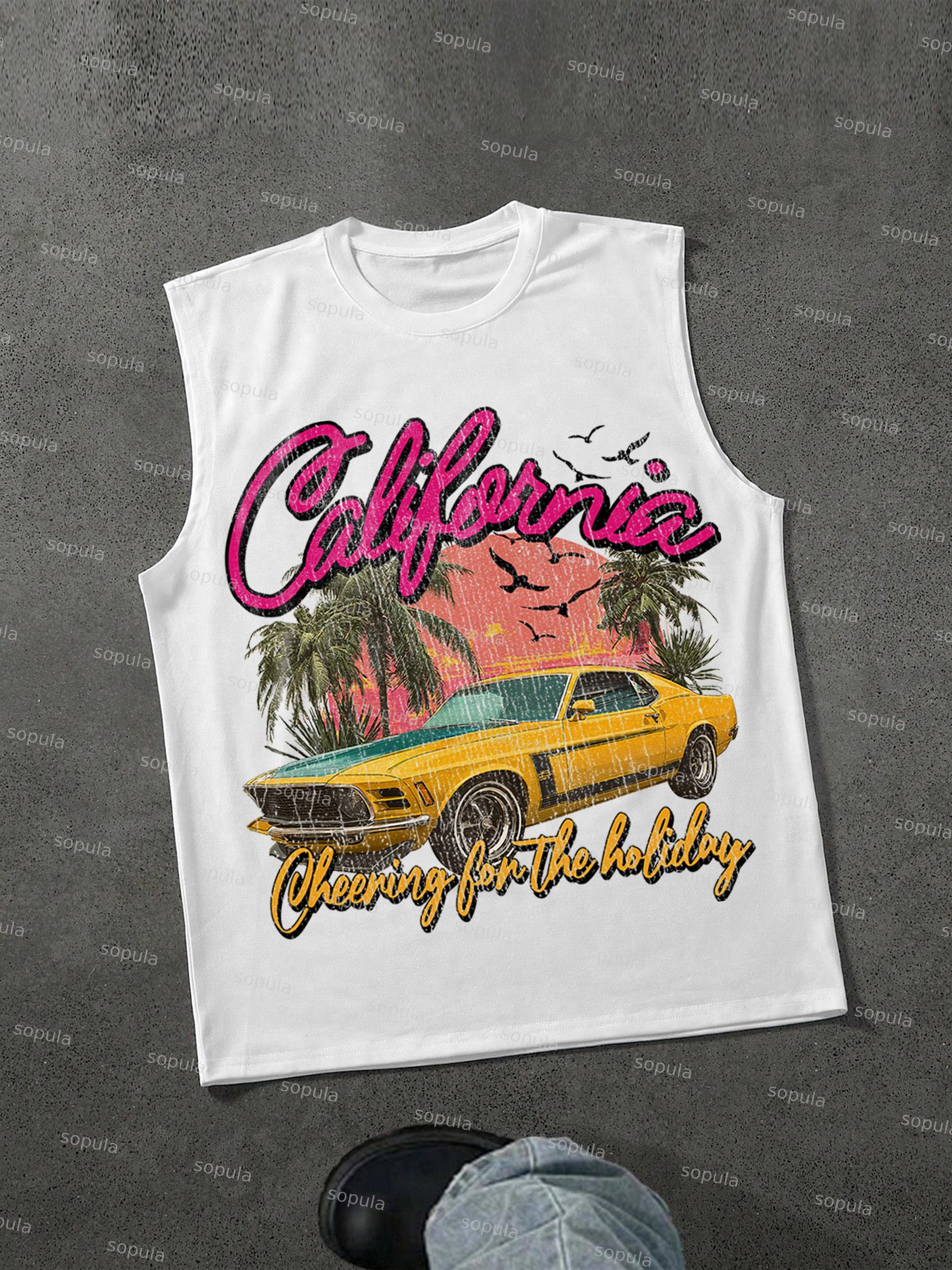 Summer Vacation Racing Print Sleeveless Shirts Tank Top Product Image