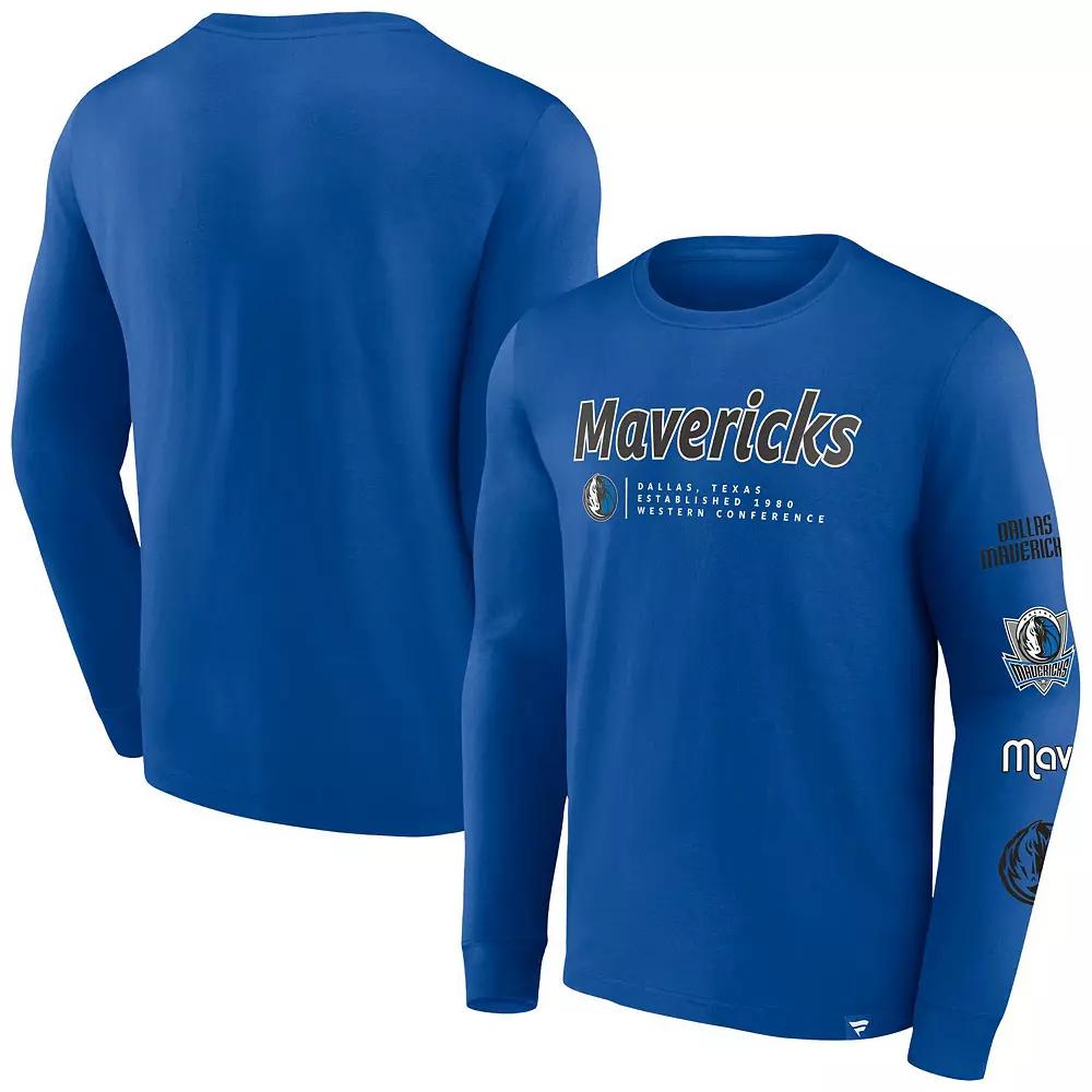 Men's Fanatics Branded Blue Dallas Mavericks Baseline Long Sleeve T-Shirt,  Product Image