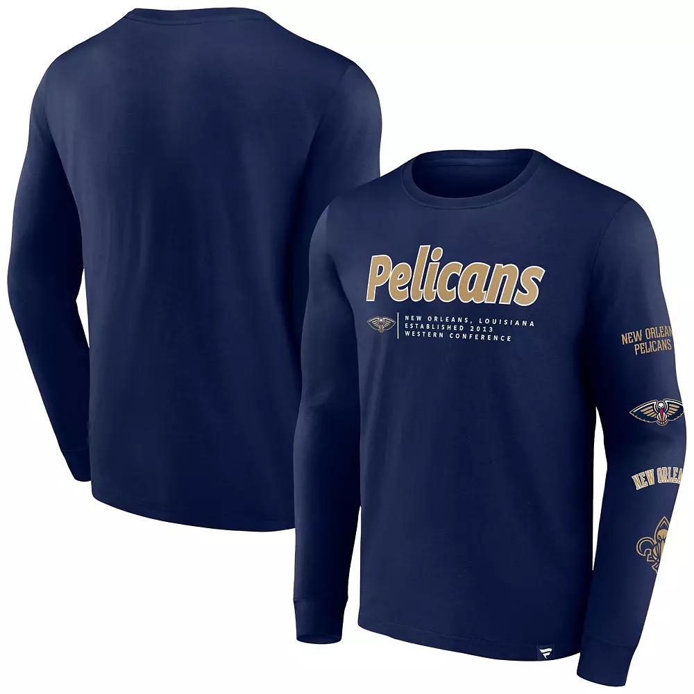 Men's Fanatics Branded Navy New Orleans Pelicans Baseline Long Sleeve T-Shirt,  Product Image