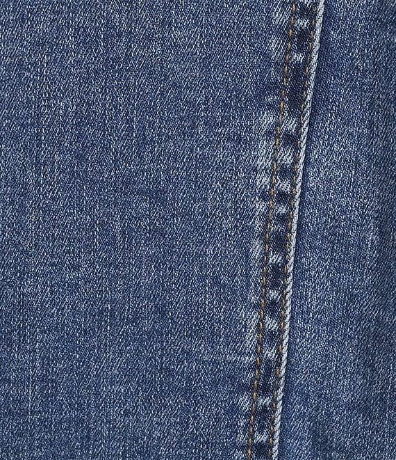 KARL LAGERFELD PARIS Stretch Denim Round Neck Long Sleeve Button Down Jacket Product Image