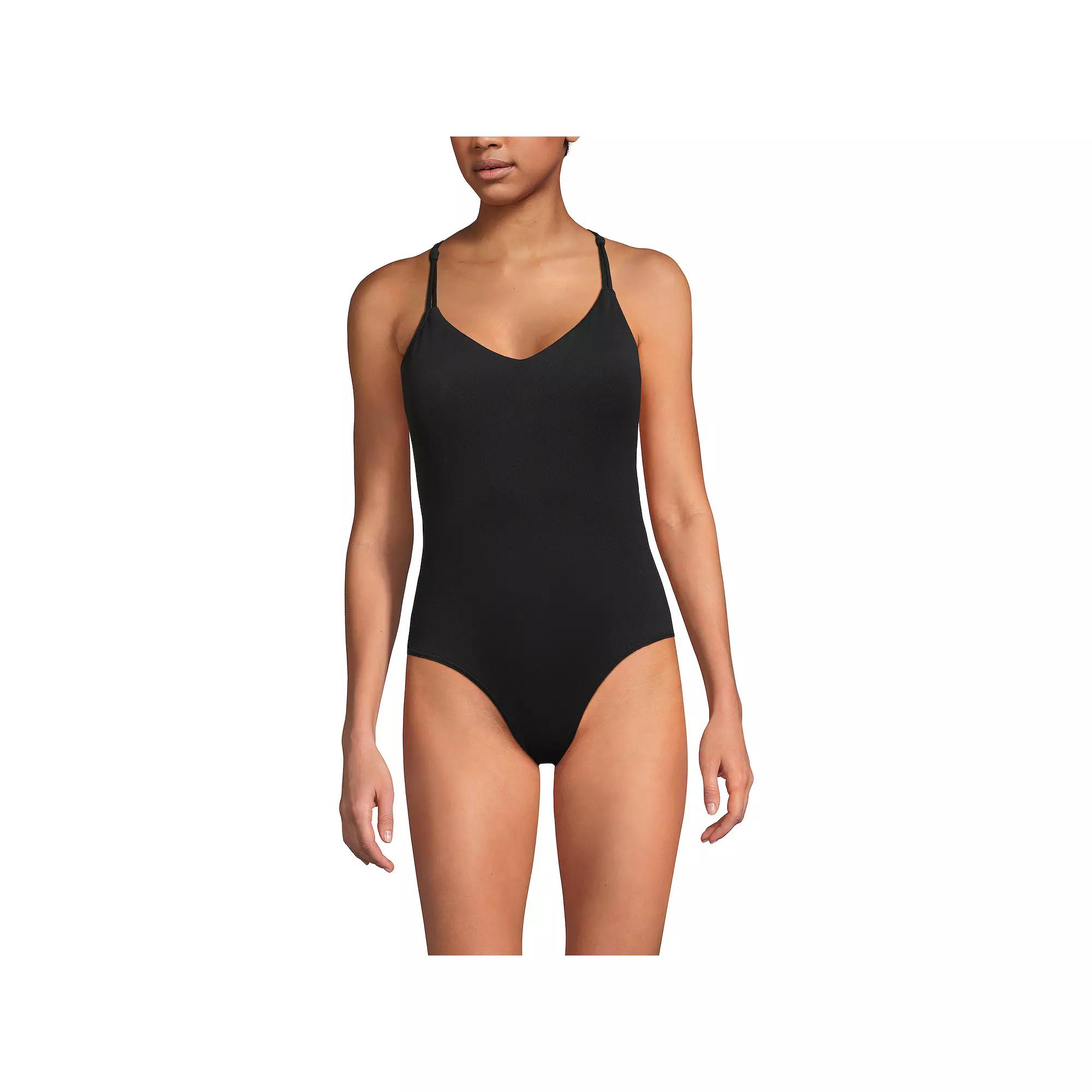 Petite Lands' End V-Neck Multi-Way High Leg One Piece Swimsuit, Women's,  Product Image